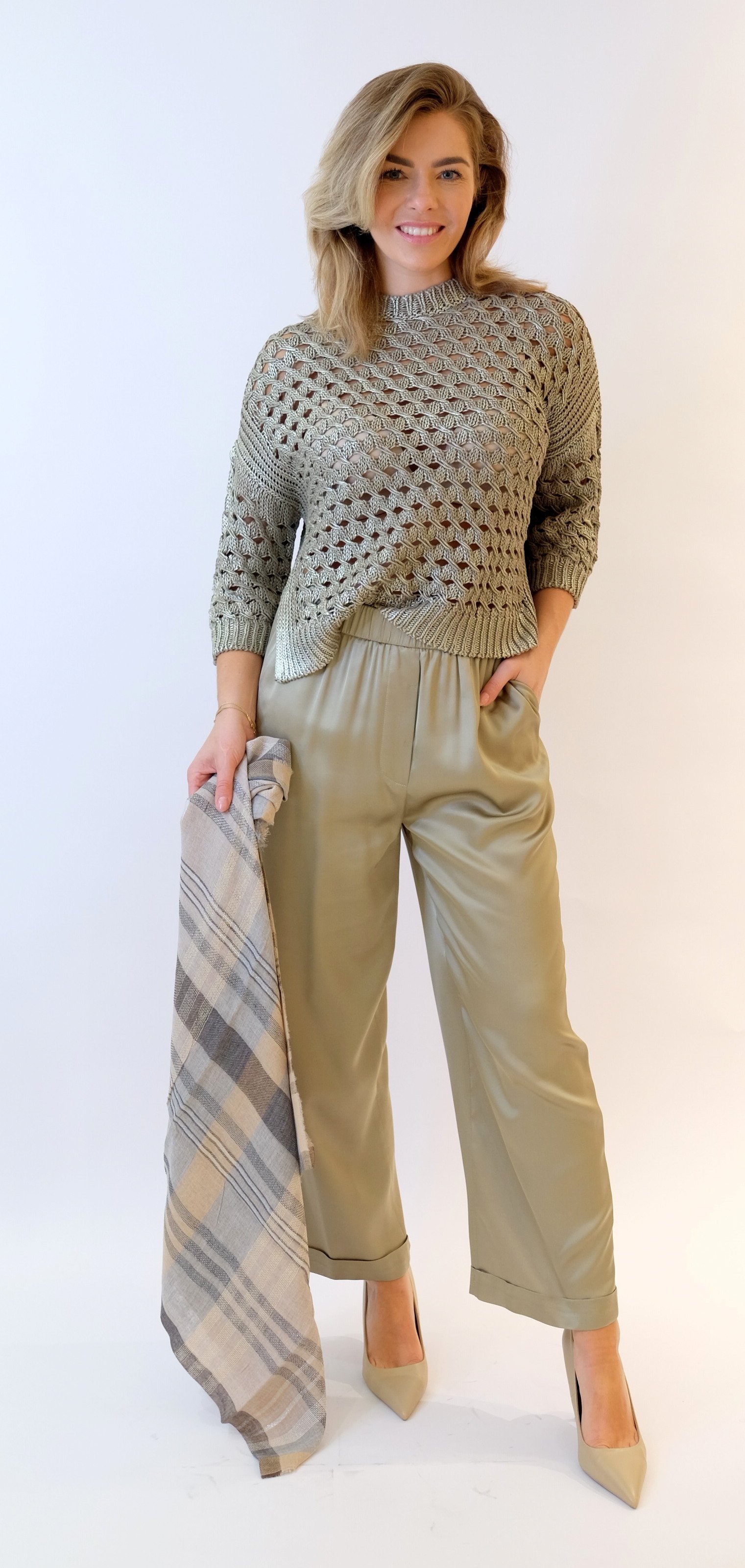 Peserico groene leren broek