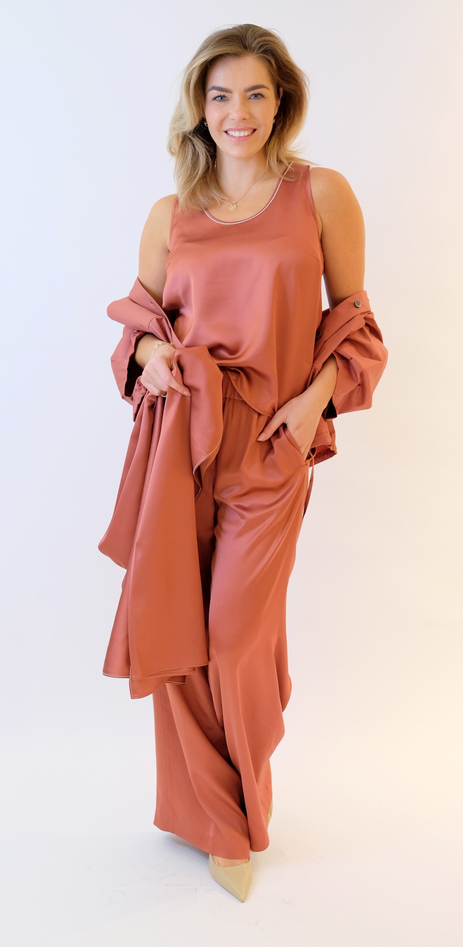 Peserico broekpak oudroze