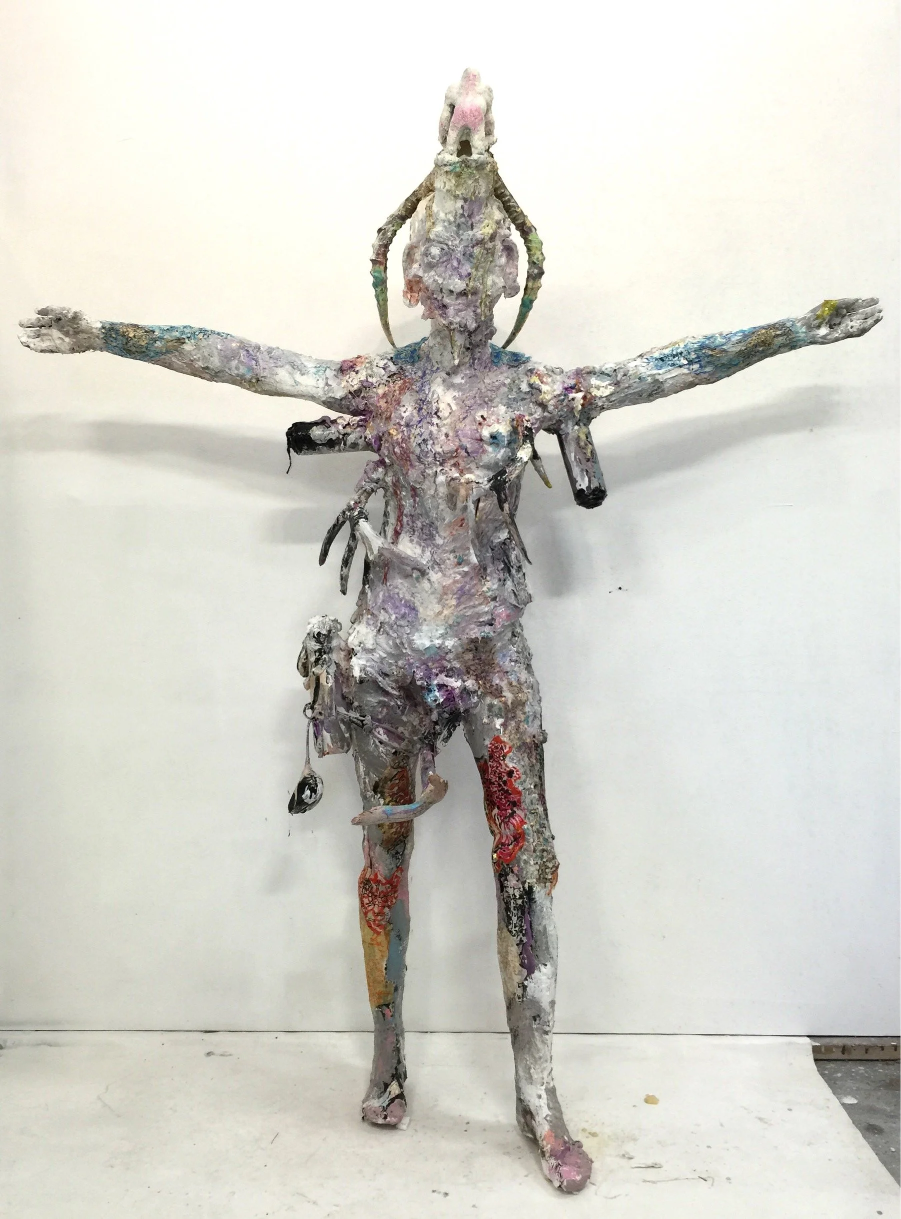 Fractured Man, 2015
Foam, plaster, epoxy clay, acrylic, spray paint, mixed media
 72 × 65 × 24 in
