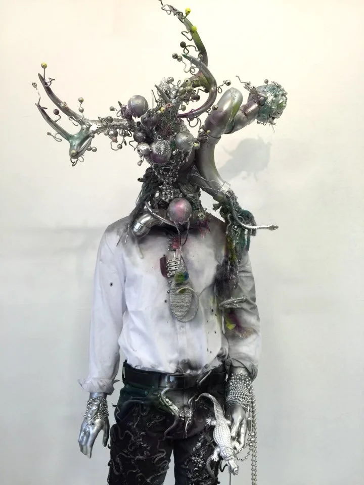 Dragon Above the Antelope Man’s Head, 2015
Foam, plaster, epoxy clay, acrylic, spray paint, recycled objects
 82 × 36 × 28 in