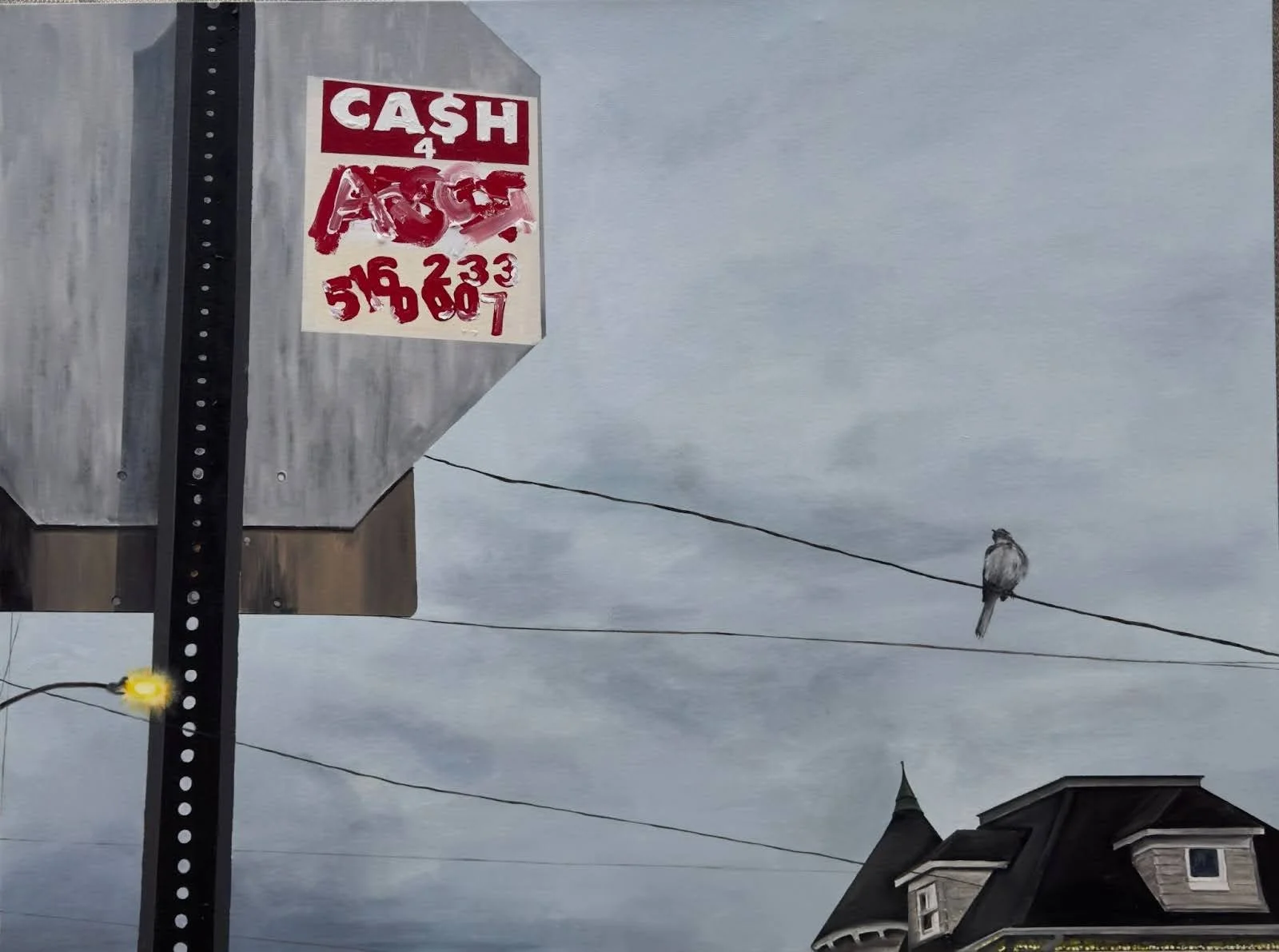 Cash for abstract, 2025, acrylic on canvas 30 x 40 inches