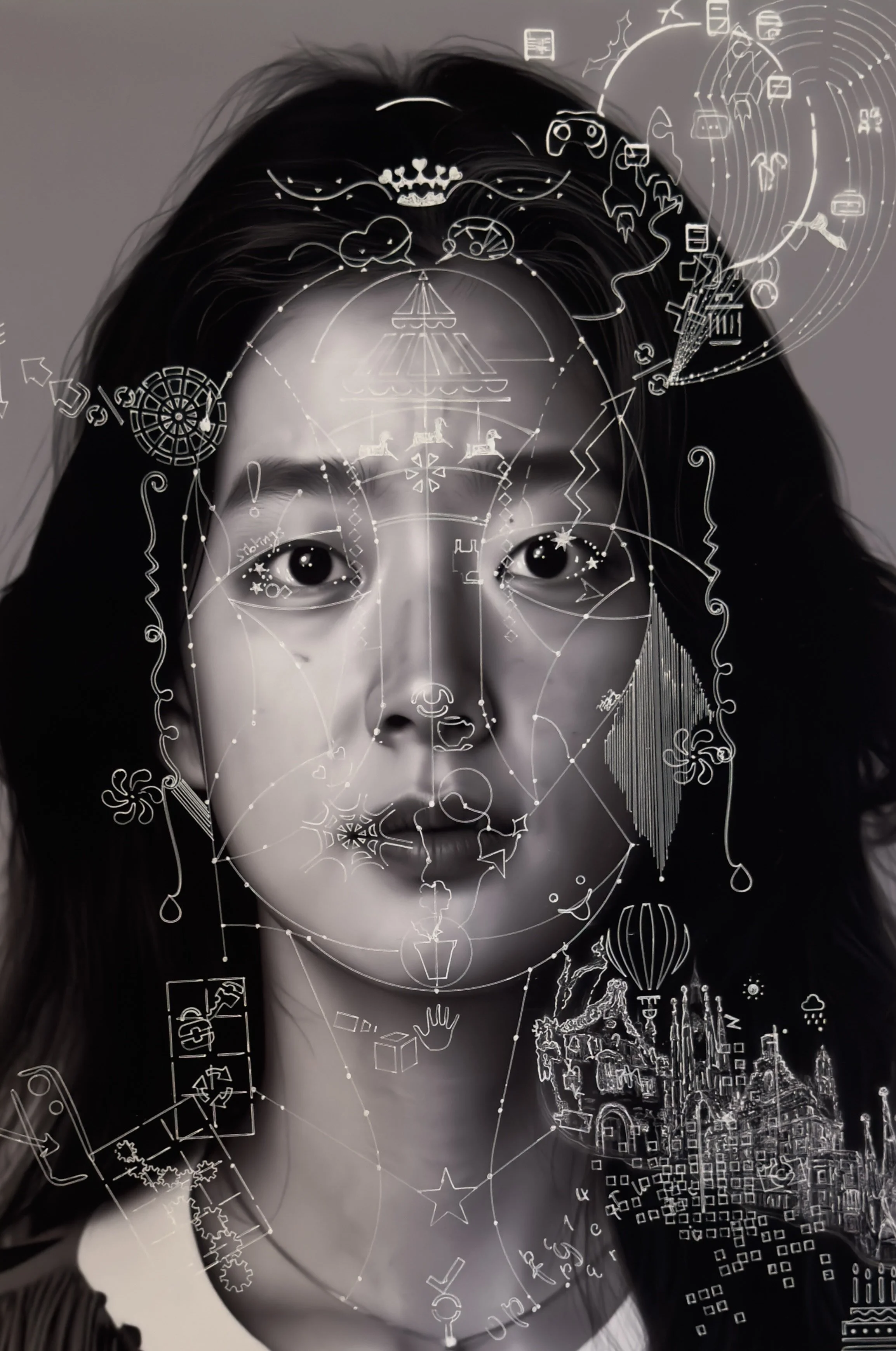 Sally Lee, 2026, Acrylic pen on inkjet-printed archival paper 19 x 13 in.
