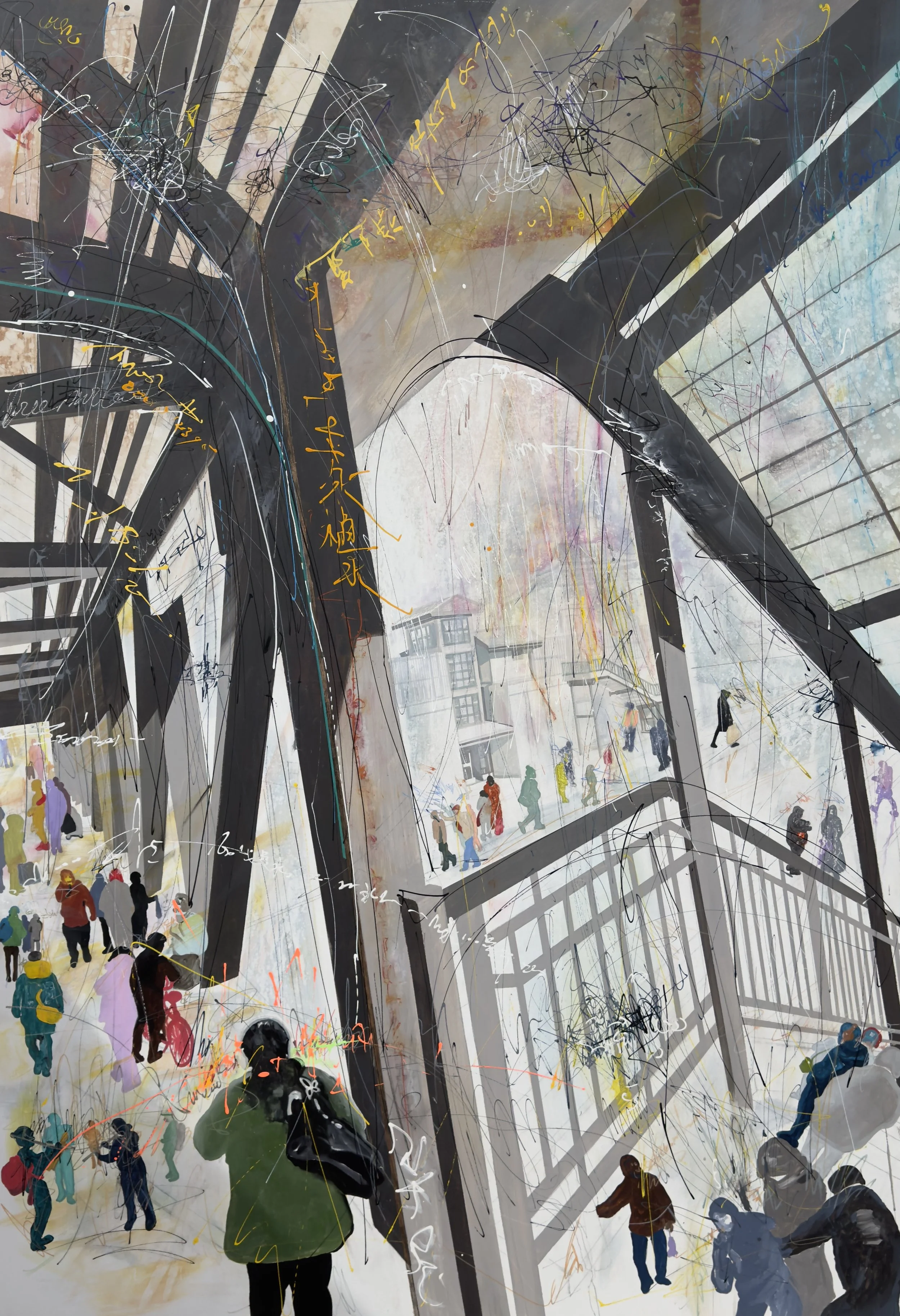 Positioning, Two Directions, 2026.

Acrylic on canvas. 72 in. × 50  in. From the "Positioning flow" series.
