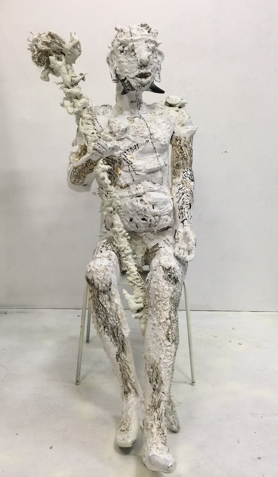 Old Master, 2015
 Foam, plaster, epoxy clay, acrylic, spray paint, mixed media
 64 × 24 × 37 in
