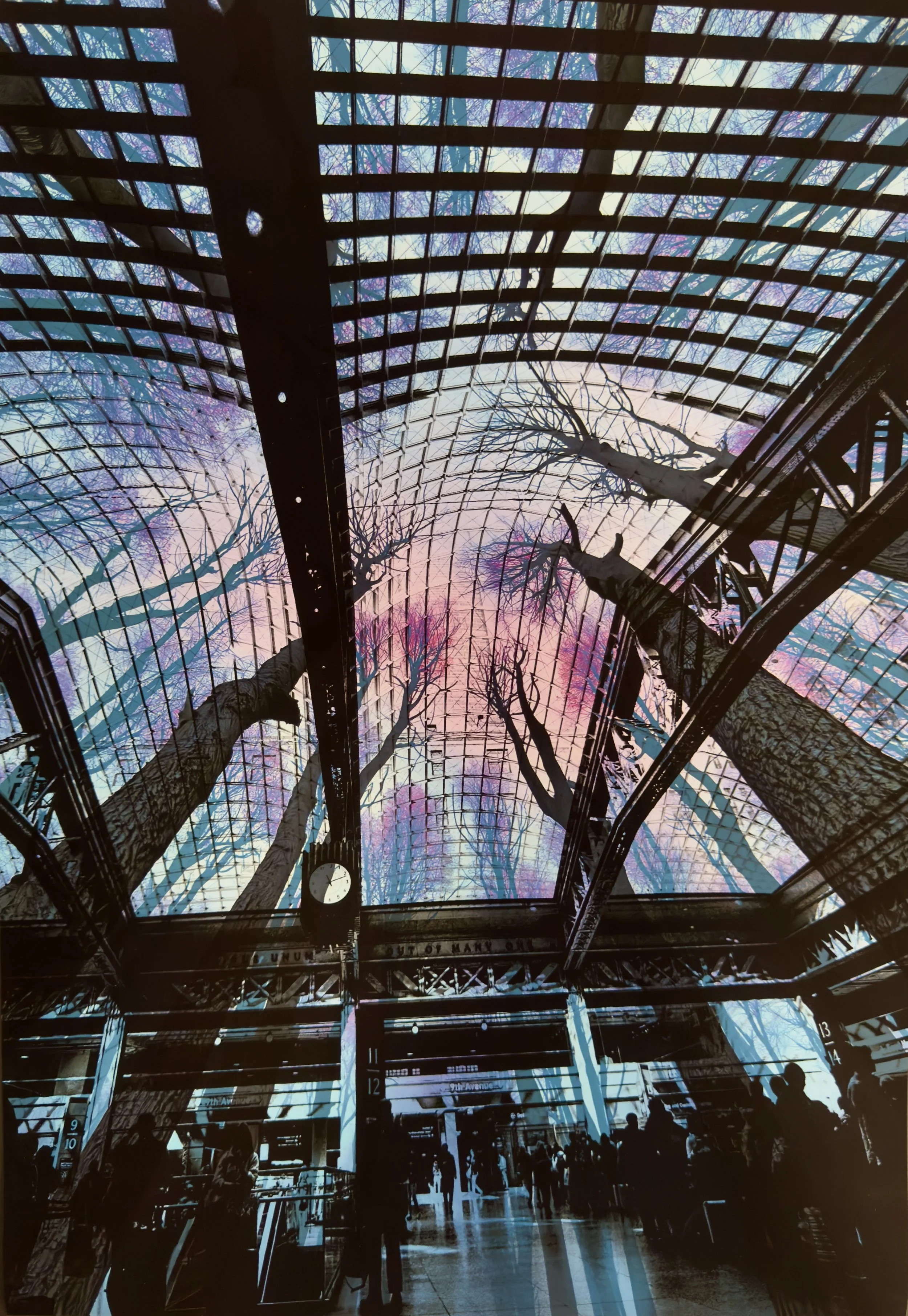 Off/On, Penn Station #2, 2025, Pastel and inkjet print on paper, 19 × 13 in.
