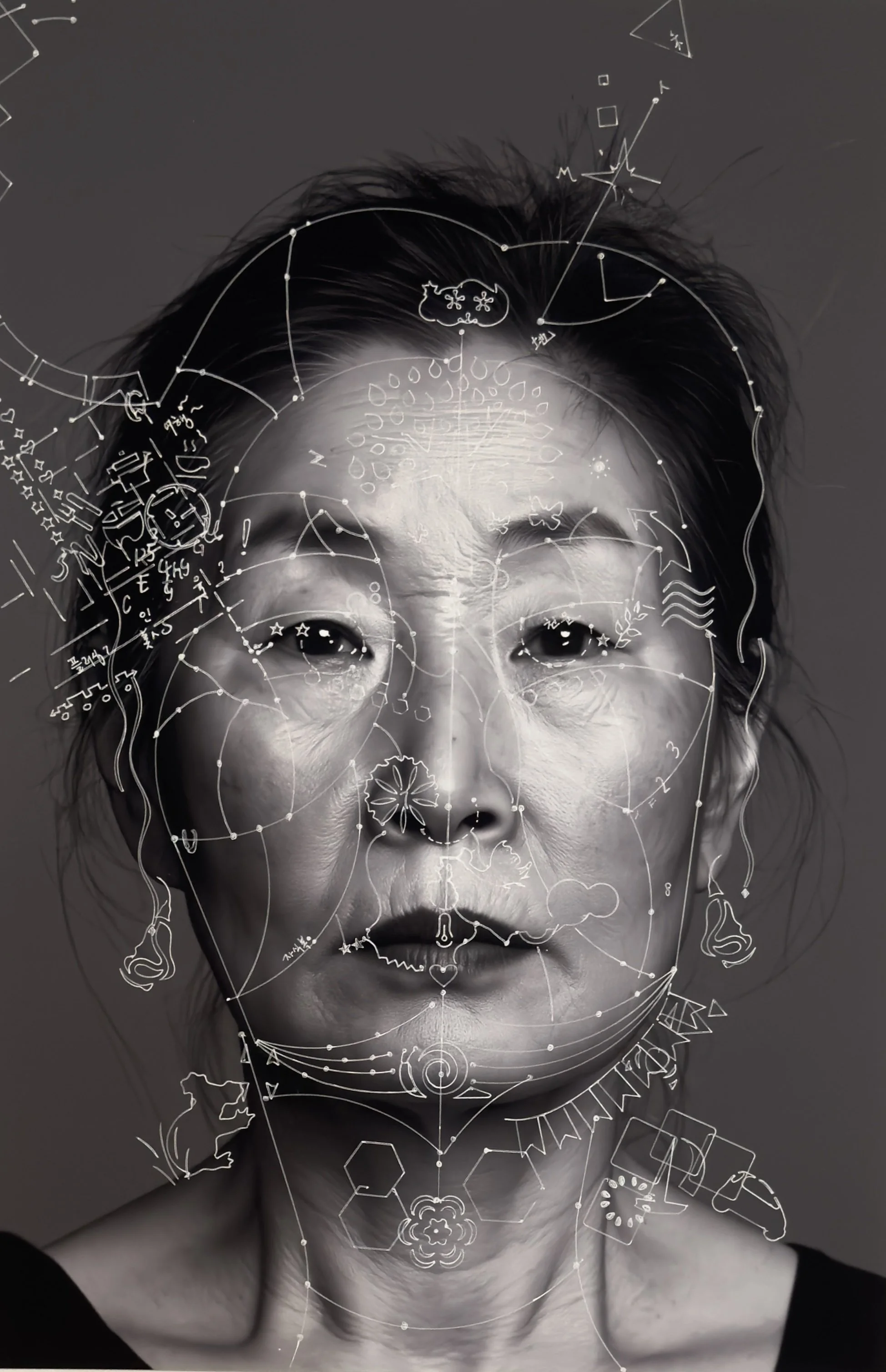 Sunny, 2026, Acrylic pen on inkjet-printed archival paper 19 x 13 in.
