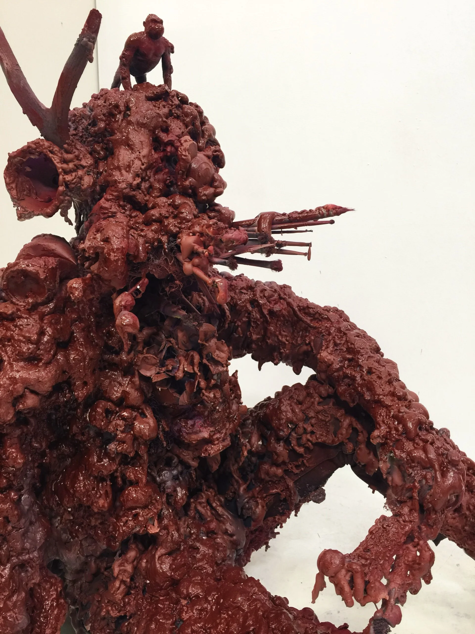 Self Sculpture, 2015
 Foam, plaster, epoxy clay, acrylic, spray paint, recycled objects
 62 × 28 × 60 in
