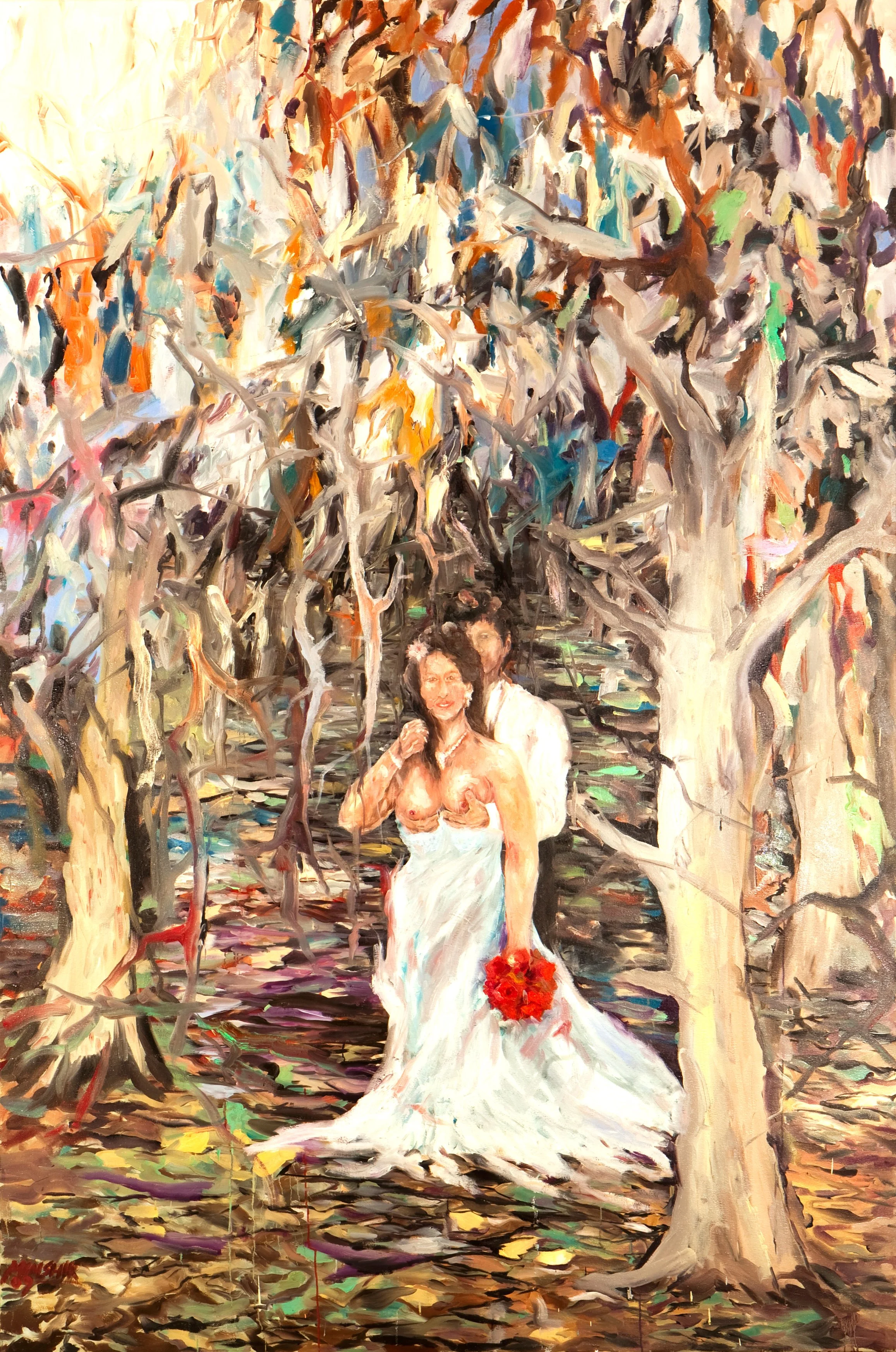A bride and groom, 2007.
Oil on canvas. 96 in. x75 in. (243 x 190 cm)