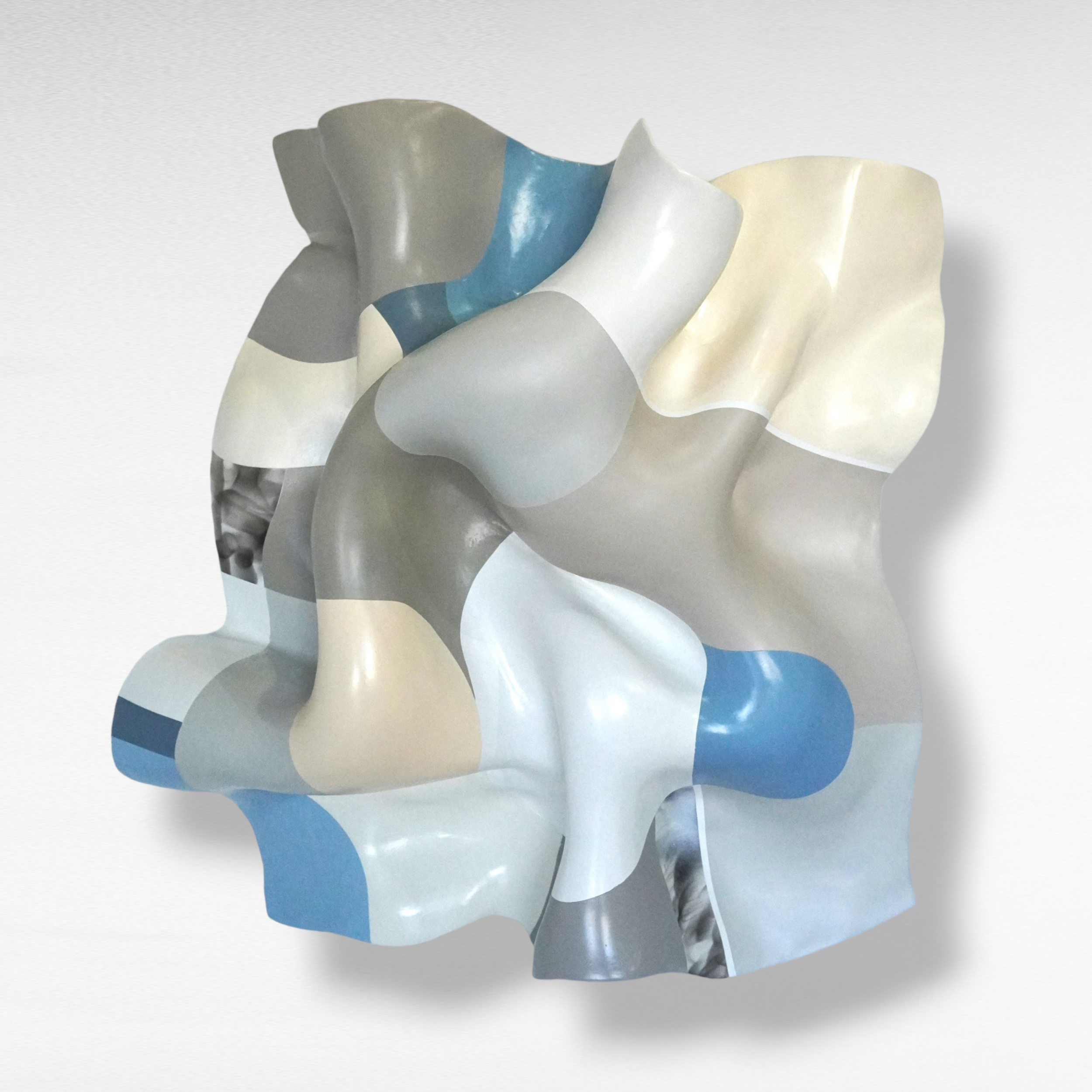 Ocean Waves, 2020, plaster, spray paint and smoke, 30H x 30W x 13.5D in.