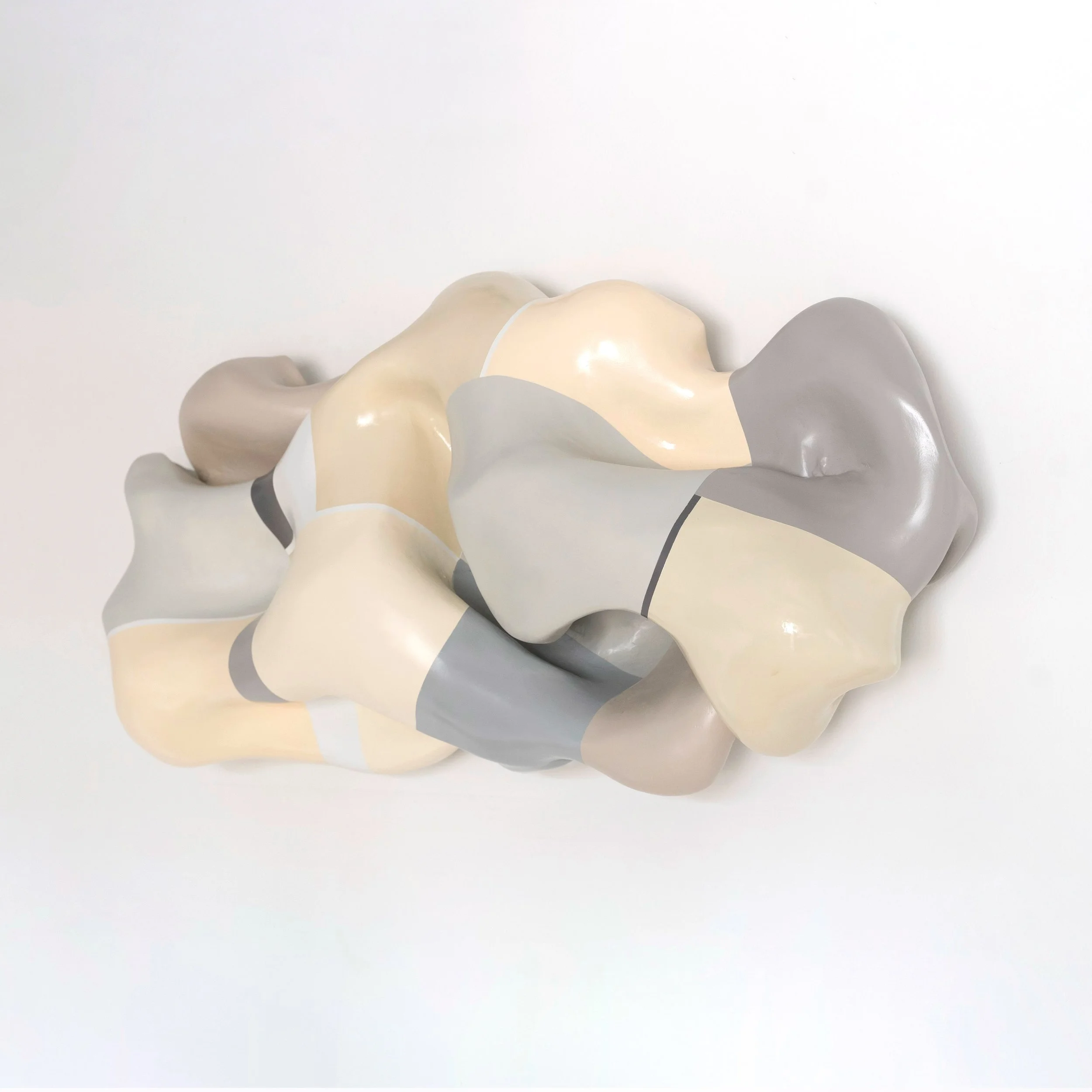 Intertwined, 2020, plaster, acrylic and spray paint, 20H x 40W x 13D in.