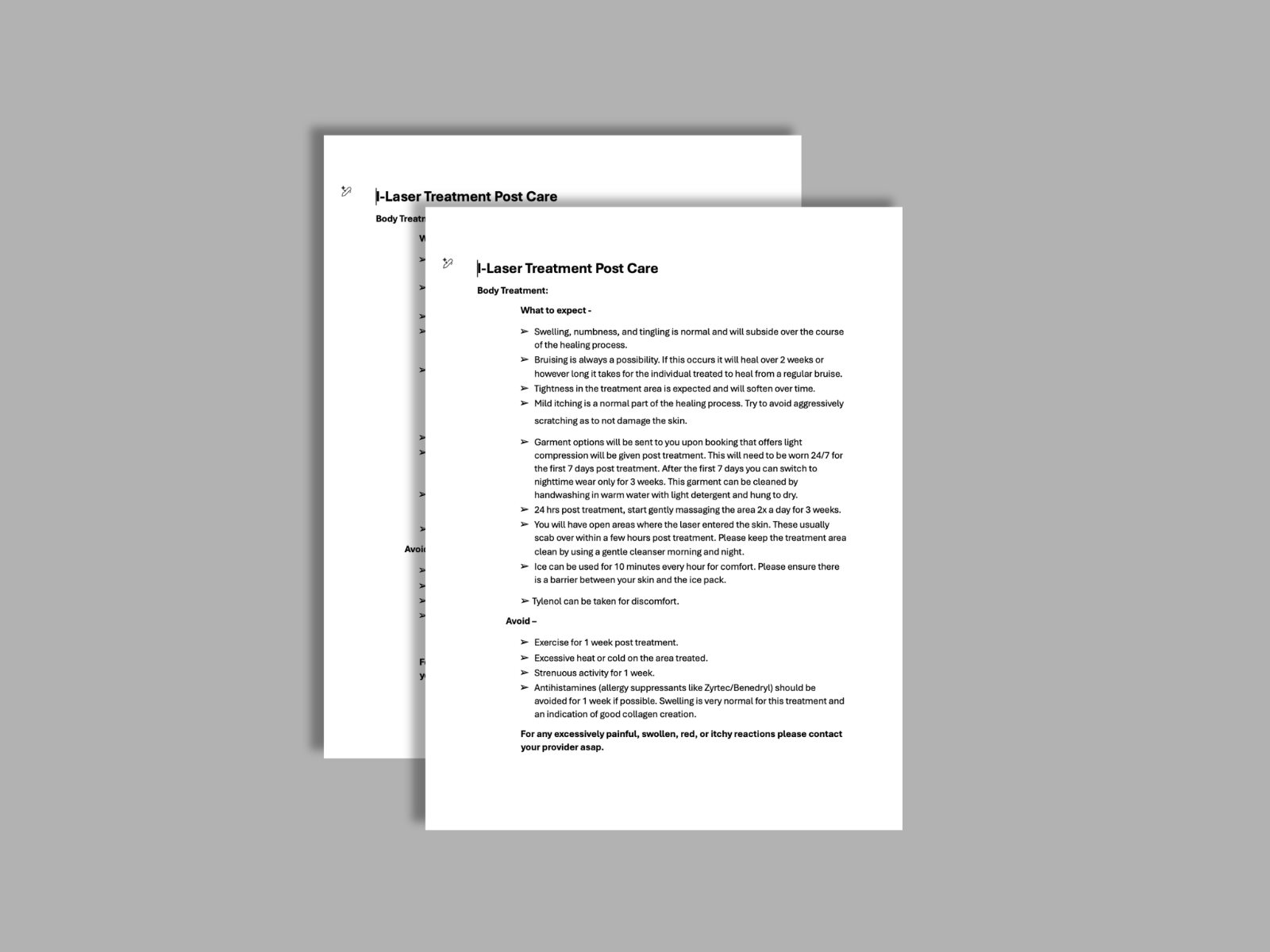 Pre & Post Treatment Protocol