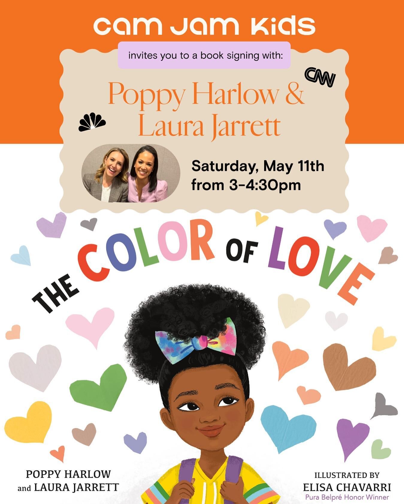 GIDDY to announce Cam Jam Kids&rsquo; first book signing! CJK is beyond excited to host @poppyharlowcnn and @laurajarrett to celebrate their new children&rsquo;s book, The Color of Love, on Saturday, May 11th from 3-4:30pm. 📚 

Mark your calendars a