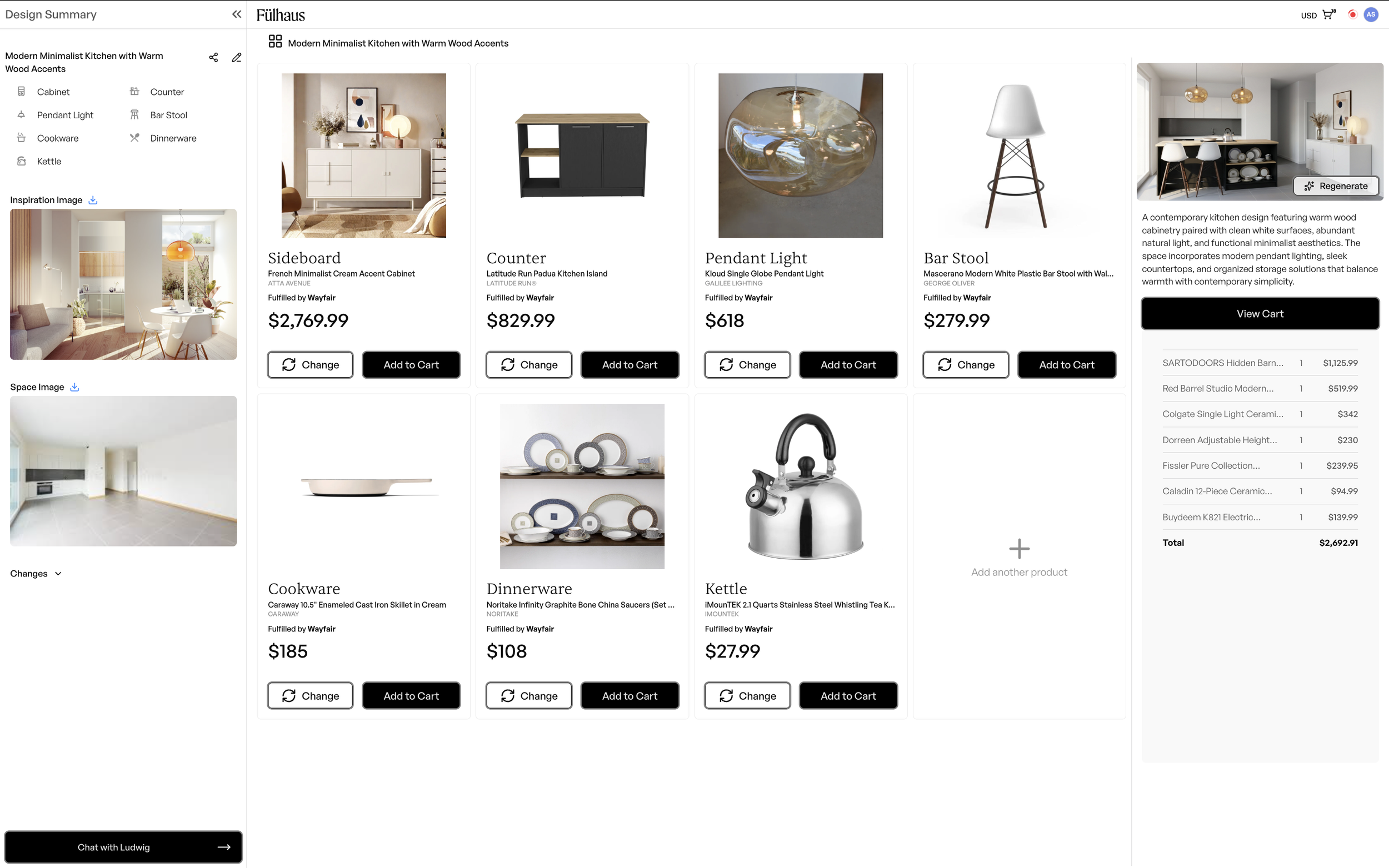 Replace your inspiration image, and get a new Ai Kitchen Design for your kitchen.