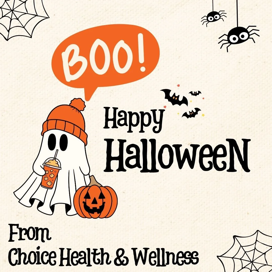 🎃✨ Happy Halloween from Choice Health &amp; Wellness! ✨🎃
No tricks here &mdash; just treats for your skin! 👻💆&zwj;♀️
Whether you&rsquo;re glammed up for the night or keeping it cozy, we&rsquo;re wishing you glowing skin and a spook-tacular day. ?