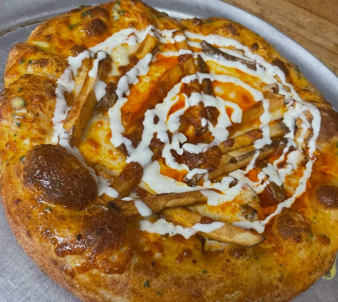 Buffalo Chicken Pizza with Fries
