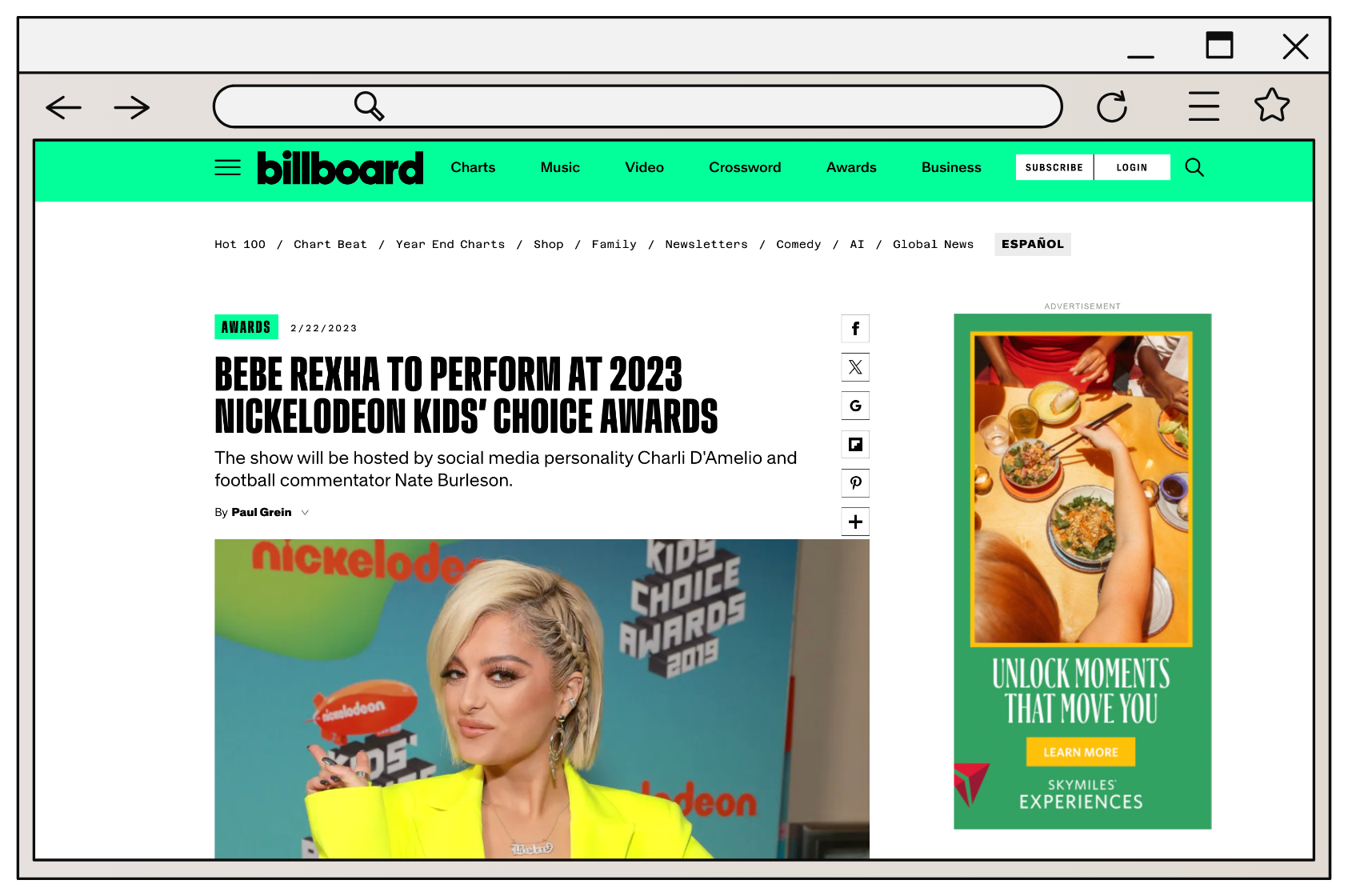 CE Press - Bebe Rexha + Kids Choice Awards - Billboard