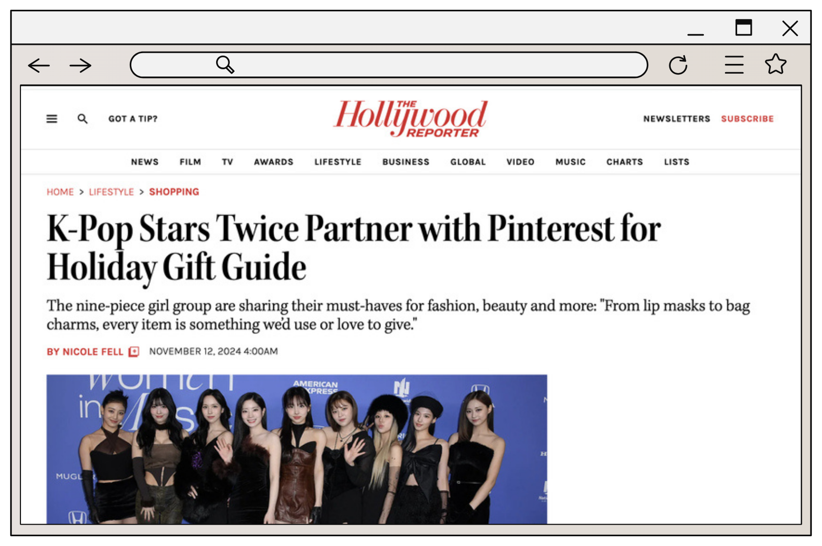 CE Press - TWICE + Pinterest - The Hollywood Reporter