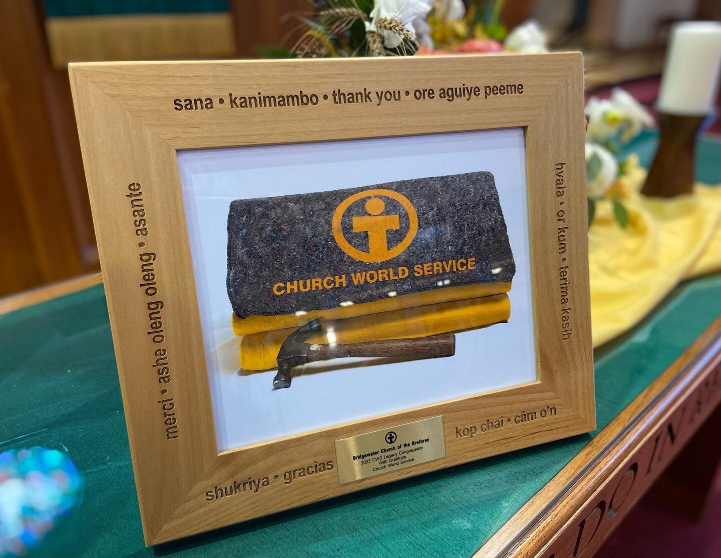 We accepted an award of gratitude from Church World Service today for our congregation&rsquo;s many years of service resettling refugees! Believe us, CWS, the honor is ours.