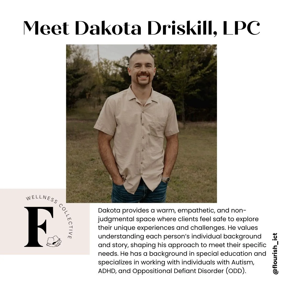 🎉 We are thrilled to announce a new addition to the Flourish Collective, Dakota Driskill, LPC. 🎉

Dakota provides a warm, empathetic, and non-judgmental space where clients feel safe exploring their unique experiences and challenges. He values unde