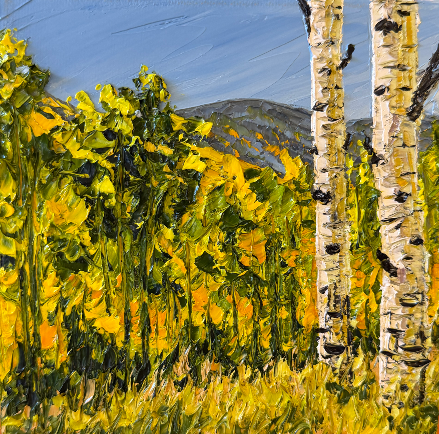 Aspen Forest (6 x 6 x 1.25 inches, oil painting on canvas, unframed, studio, 2026) - Available from Artist