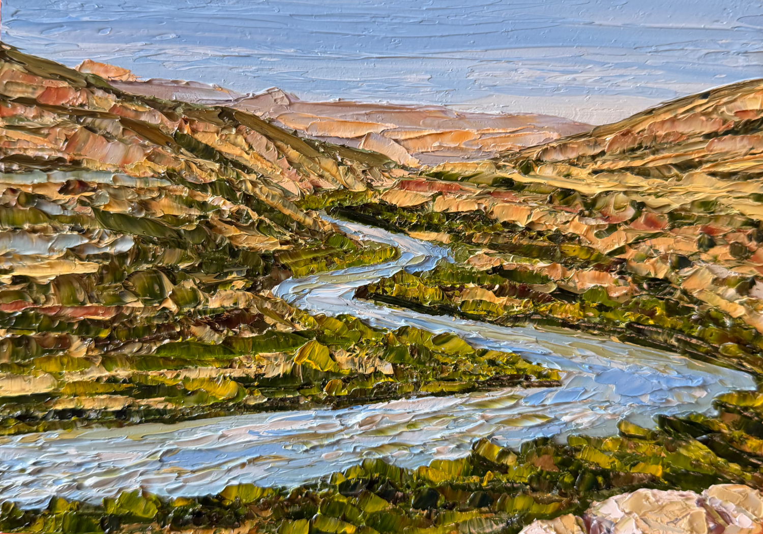 Chama River Overlook (5 x 7.125 x 1.5 inches, oil painting on wood panel, unframed, studio, 2026) - Available from Artist