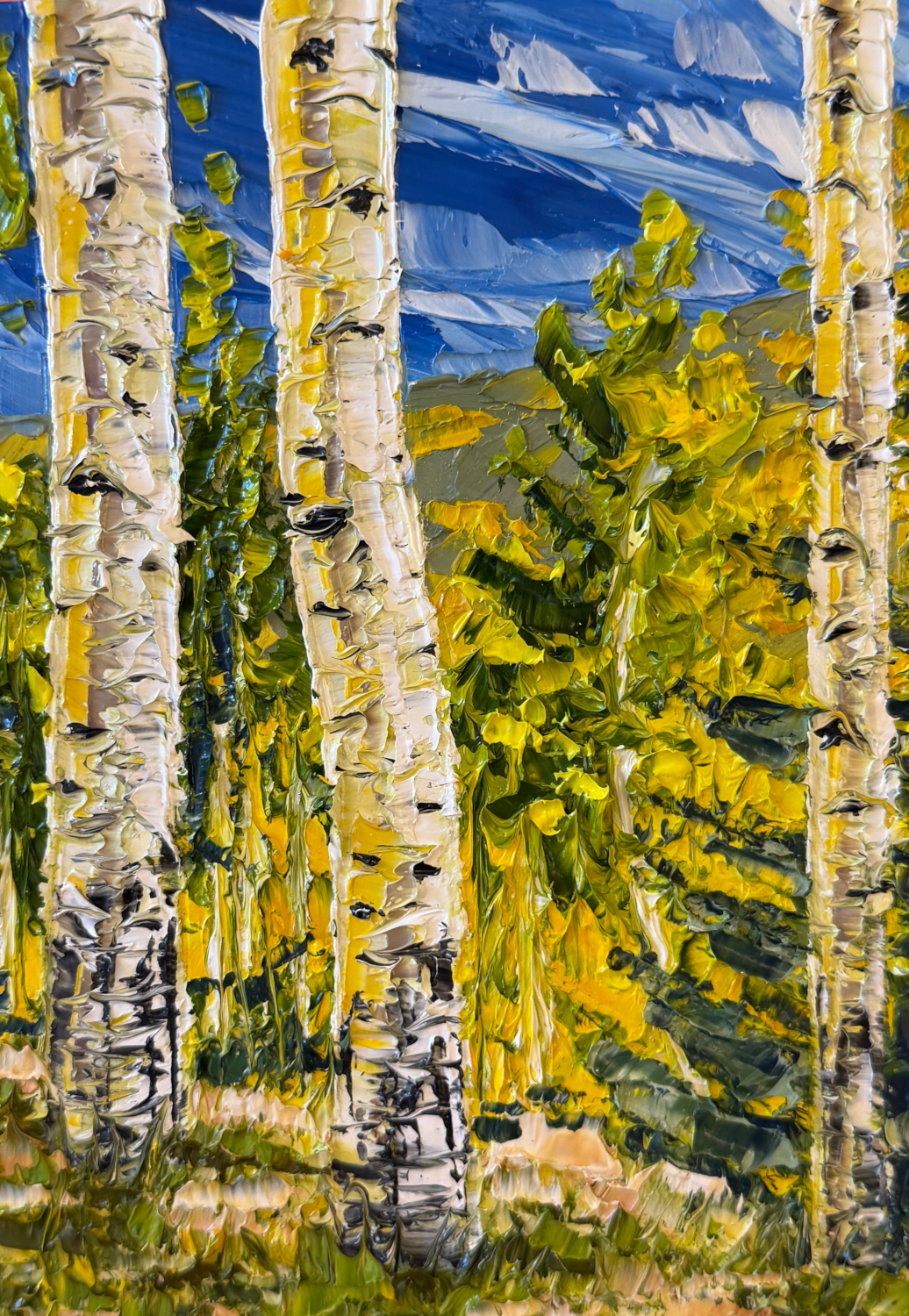 Fall Aspen Trees (7.125 x 5 x 1.5 inches, oil painting on wood panel, unframed, studio, 2026) - Available from Artist