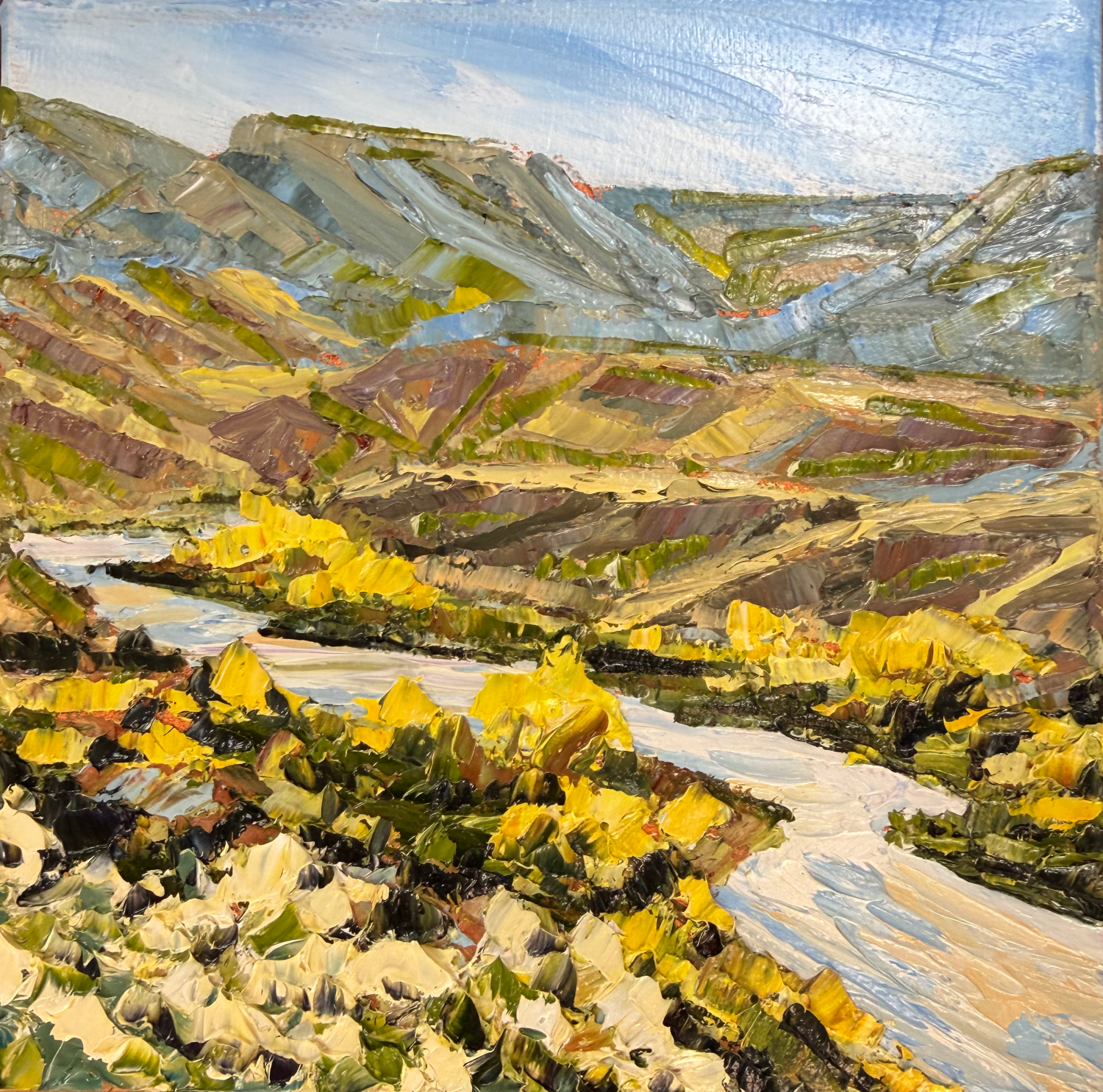 Chama River Canyon (6 x 6 x 1.25 inches, unframed, oil on canvas, studio, 2026) - Available for Purchase Directly from Artist - Please Reach Out Via Contact Form
