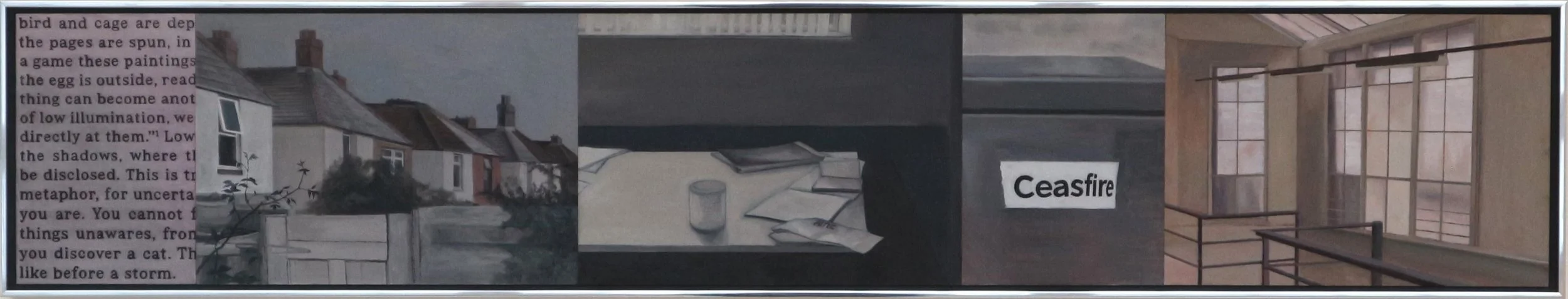 Recently (2025) Oil on card x5, Aluminium Frame, 121 x 23cm