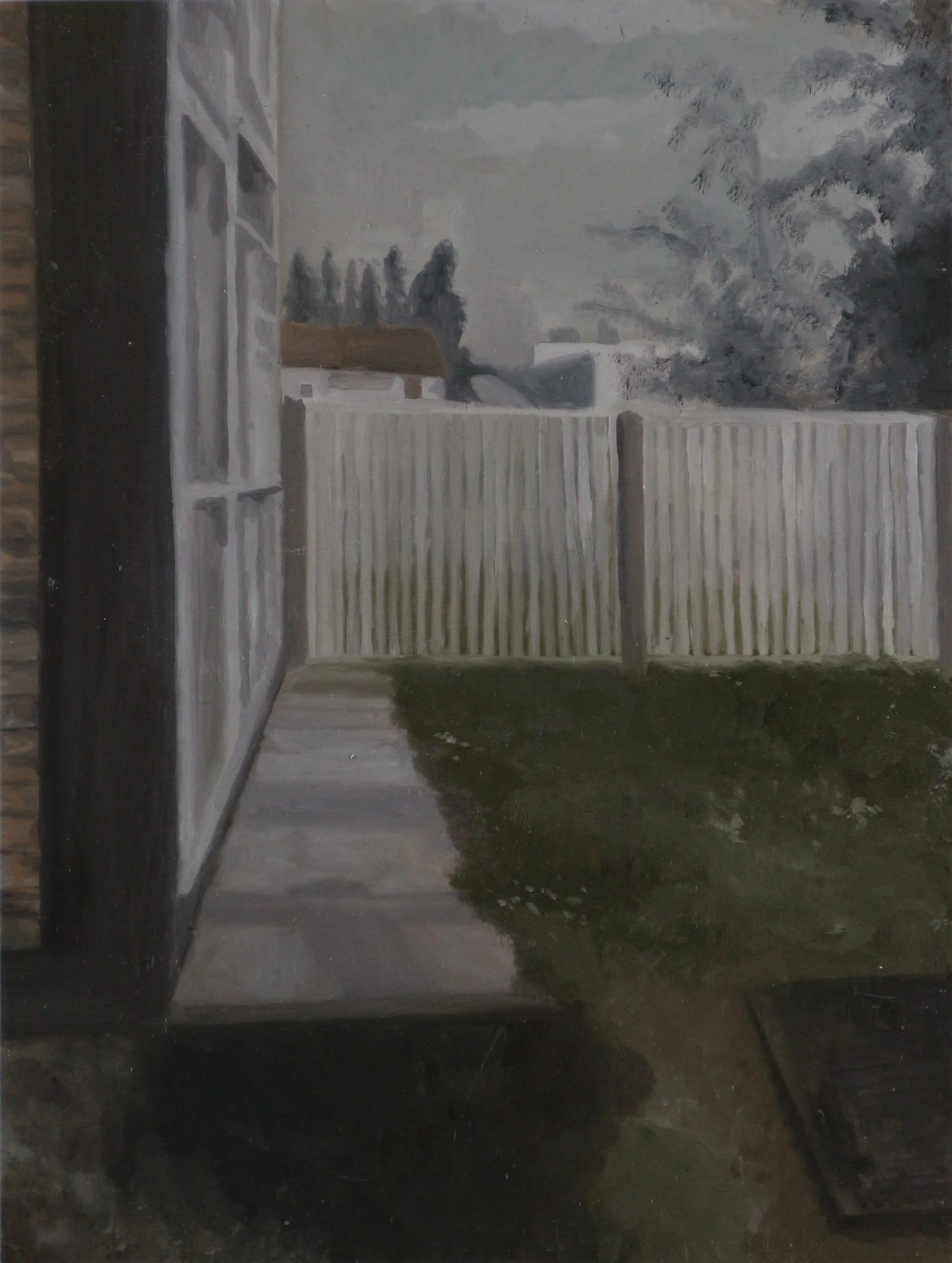 Reading in the Garden, Found image 1 (2023) 
Oil on wood panel 
23 x 31cm