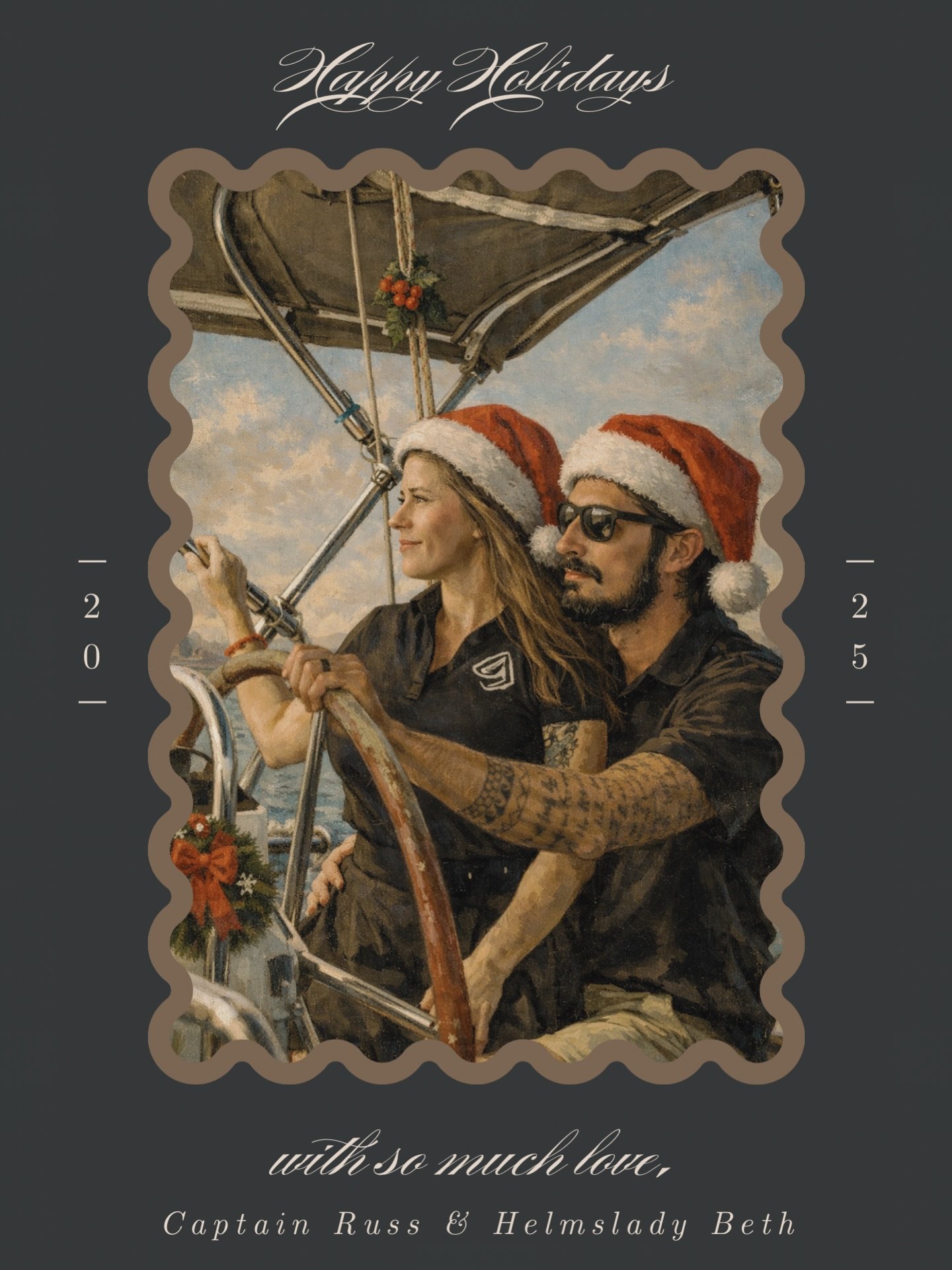 From our helm to yours, sending holiday cheer, steady winds, and bright beginnings.
Captain Russ &amp; Helms Lady Beth wish you safe voyages, love, light, and a beautiful New Year ahead. ⚓️✨