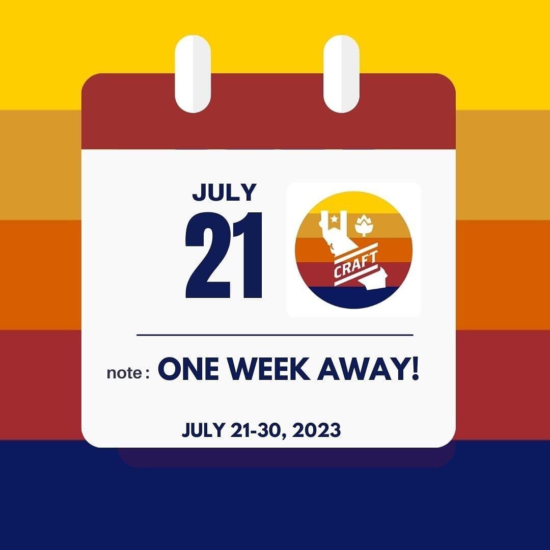 We're just 1 week from 2023 CA Craft Beer Week when #craftbeer fans, #breweries, &amp; local regional brewers' guilds join CCBA to celebrate our state's amazing craft beer community with special events, beer collabs + more, all across California.

Fi