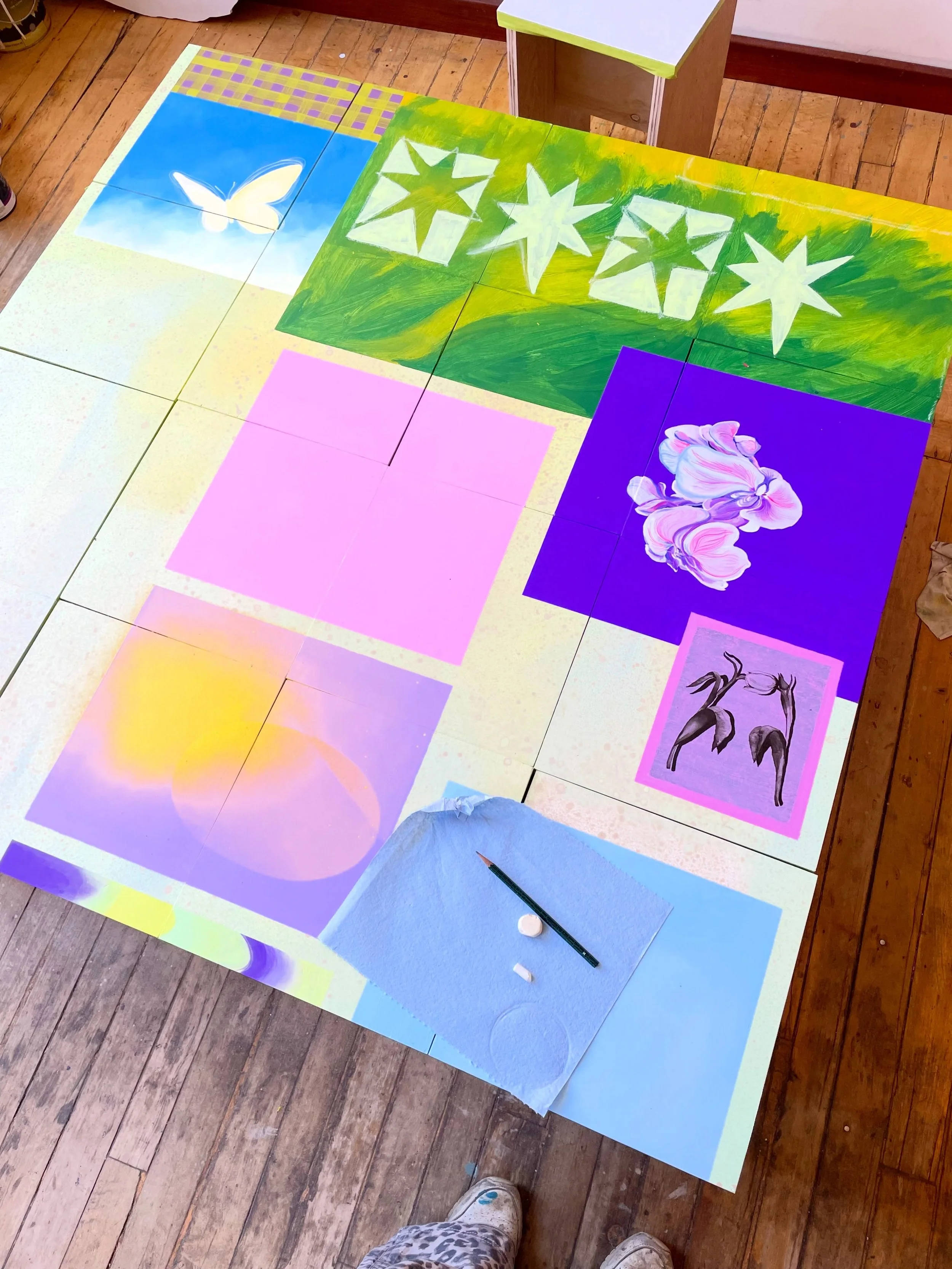 Having so much fun painting this installation for @pridetoronto ! 
At the forefront of my mind is one thought : would an animal question how this fits into the larger body of their work? Would an animal be like &lsquo;oh no this is nothing like what 