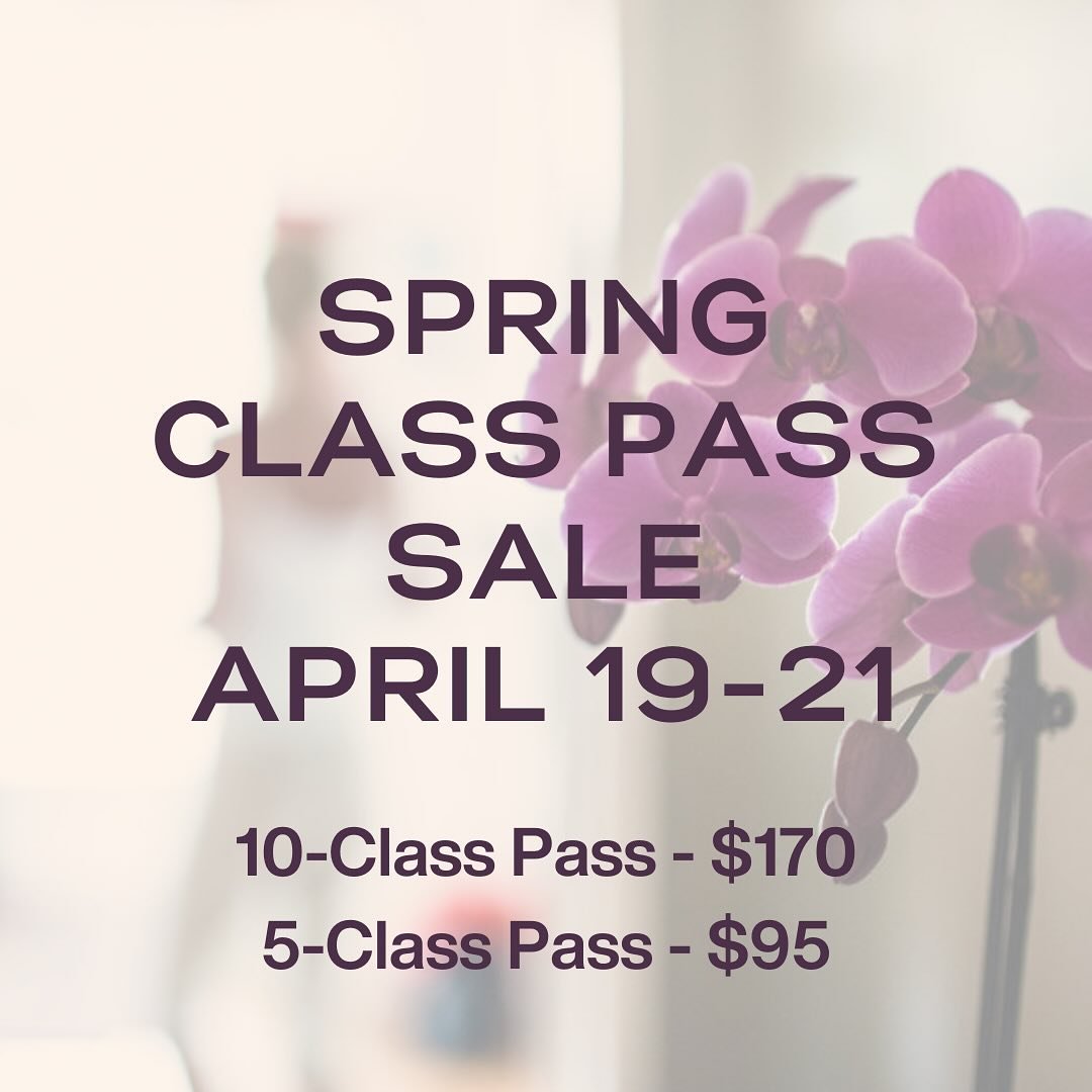 Spring has sprung and we are celebrating with a SALE🌱

This weekend, April 19th-21st, 10-class and 5-class passes are on sale in studio and online at www.orleansyoga.com.

It&rsquo;s the perfect time to jumpstart your practice this spring or stock u