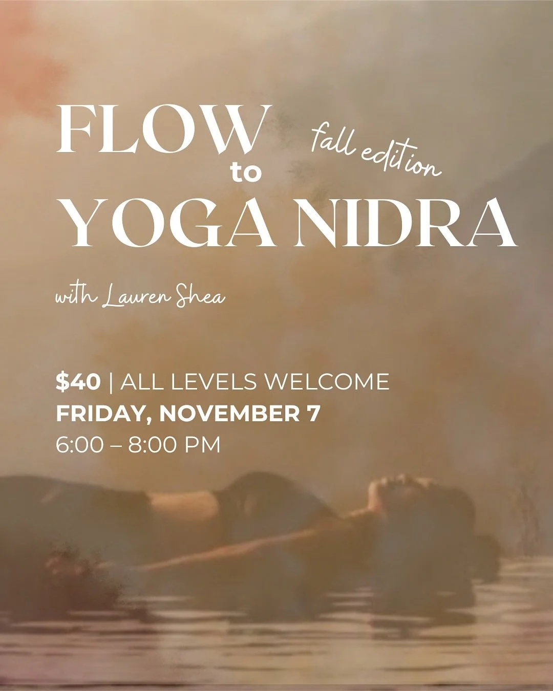 Are you joining us for Flow to Yoga Nidra this Friday? @laurensheawellness is back with her full-length fall edition feature - a soothing flow followed by a guided Nidra meditation. An absolutely magical experience as we head into darker days and pea