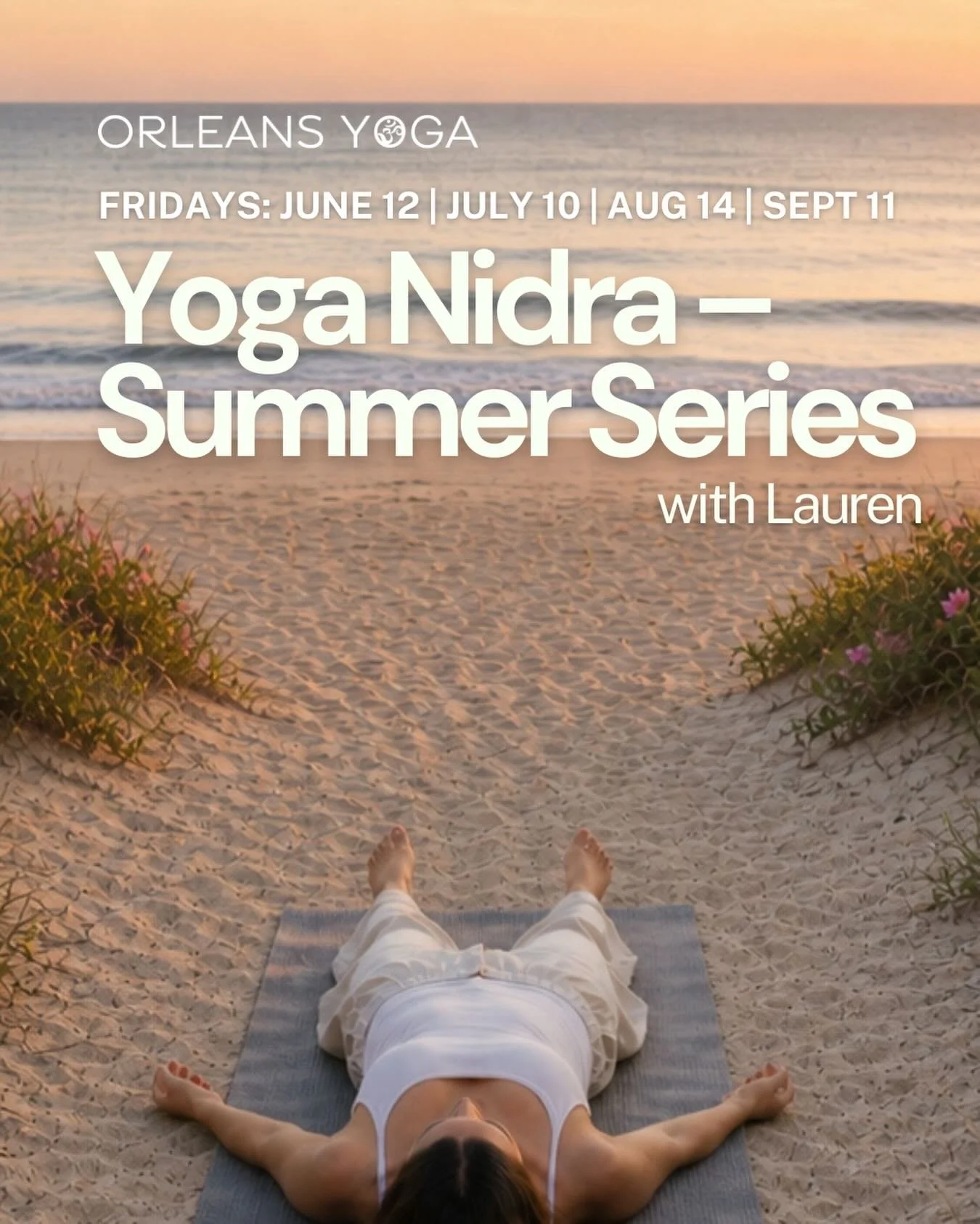 Yoga Nidra Summer Series with Lauren

Fridays 6:00 PM- 7:15 PM: June 12 &middot; July 10 &middot; August 14 &middot; September 11

Balance the energy of summer with deep rest. ✨

Join Lauren one Friday each month this summer for an evening of restora