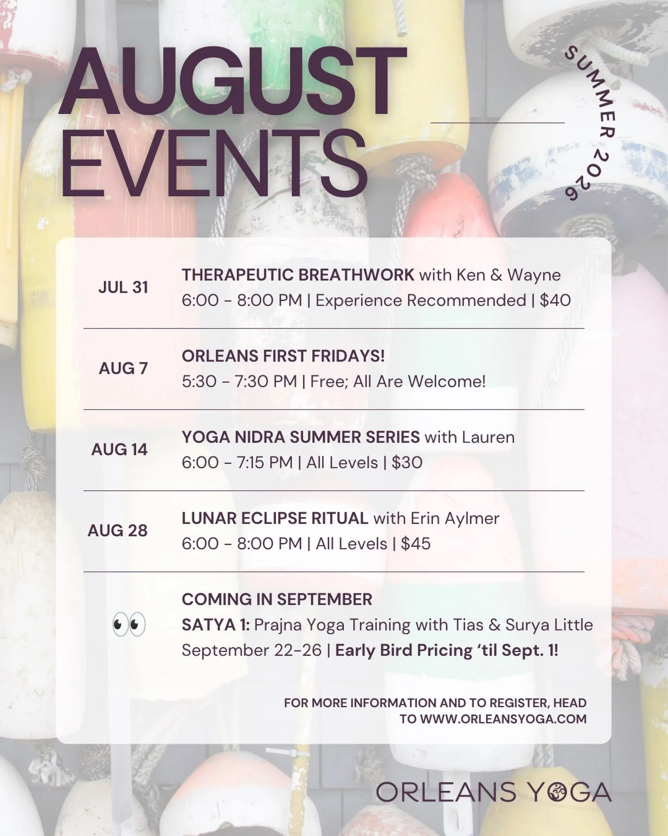 Summer is flying by! ☀️ Before we know it, August will be here.

Screenshot this post to keep all of our upcoming events in one place, and don&rsquo;t miss what&rsquo;s ahead! 🌿

For full details and to register, visit our website. We can&rsquo;t wa