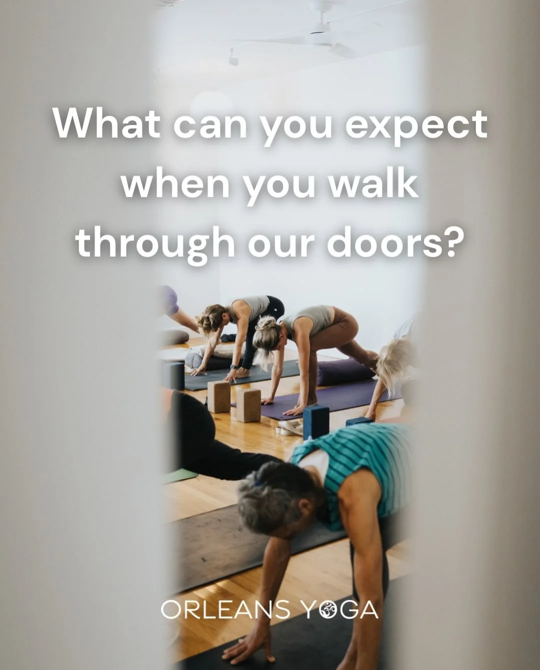 Swipe through to learn a little more about what you can expect when you practice at Orleans Yoga.

Our teachers are deeply committed to honoring the traditions of yoga while creating a welcoming, supportive environment for every student. Deliberate i