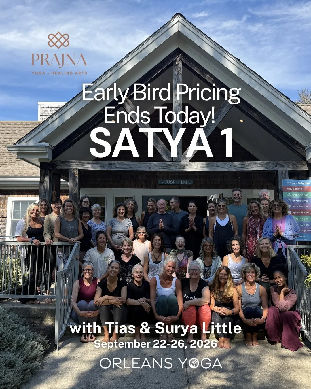 Last chance to save on SATYA 1!

Early bird pricing ends today, August 31 for SATYA 1: Somatic Awareness Training for Yoga Attunement with Tias &amp; Surya Little, September 22&ndash;26.

If you&rsquo;ve been thinking about joining us, today is the d