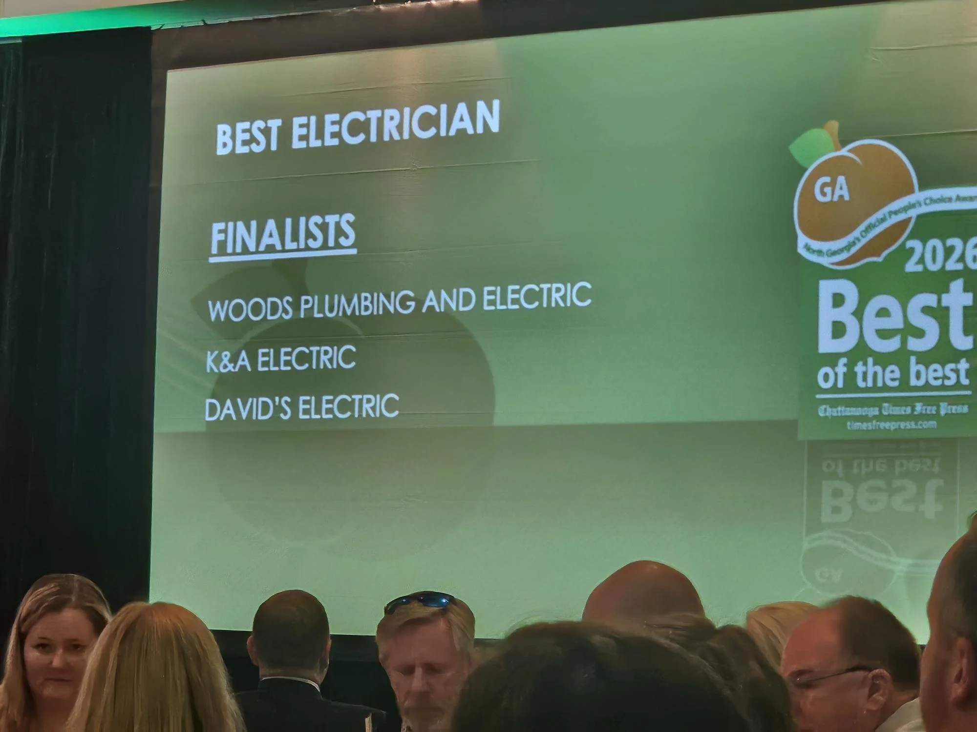 Owner's Dad's Company (David's Electric) represented by Joseph Thompson won "Best Electrician!"