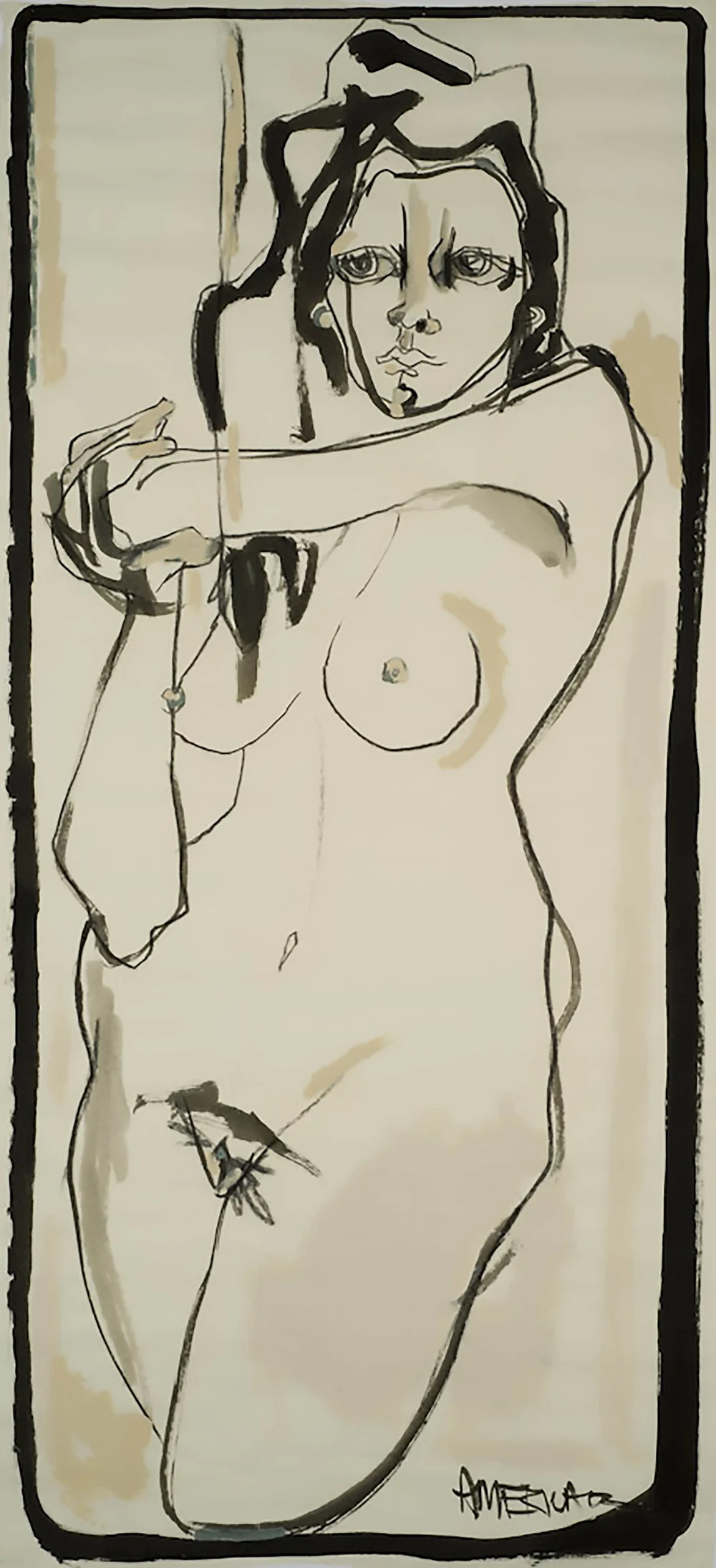 Woman in Cream and Gray