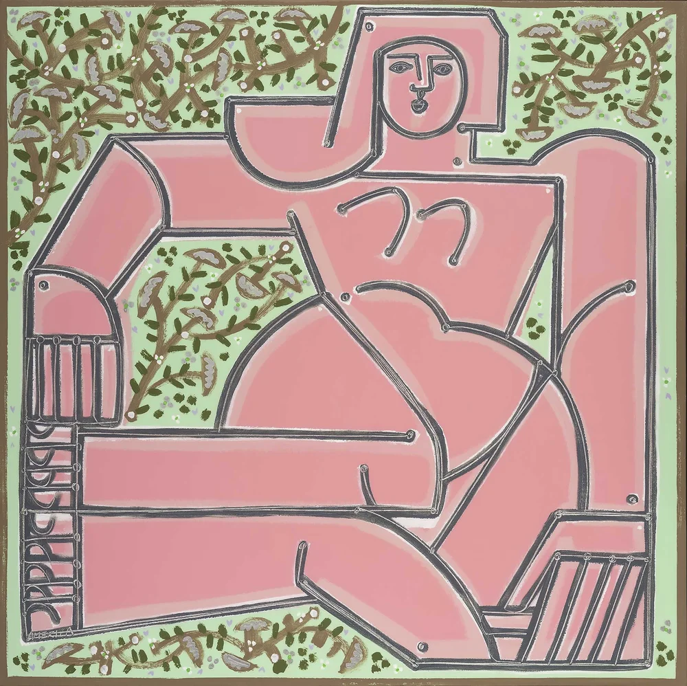 Woman in Pink and Mint