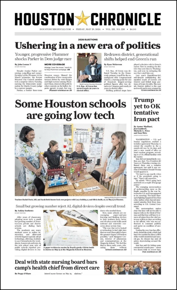 Screenshot of Magnolia School's Coverage in The Houston Chronicle