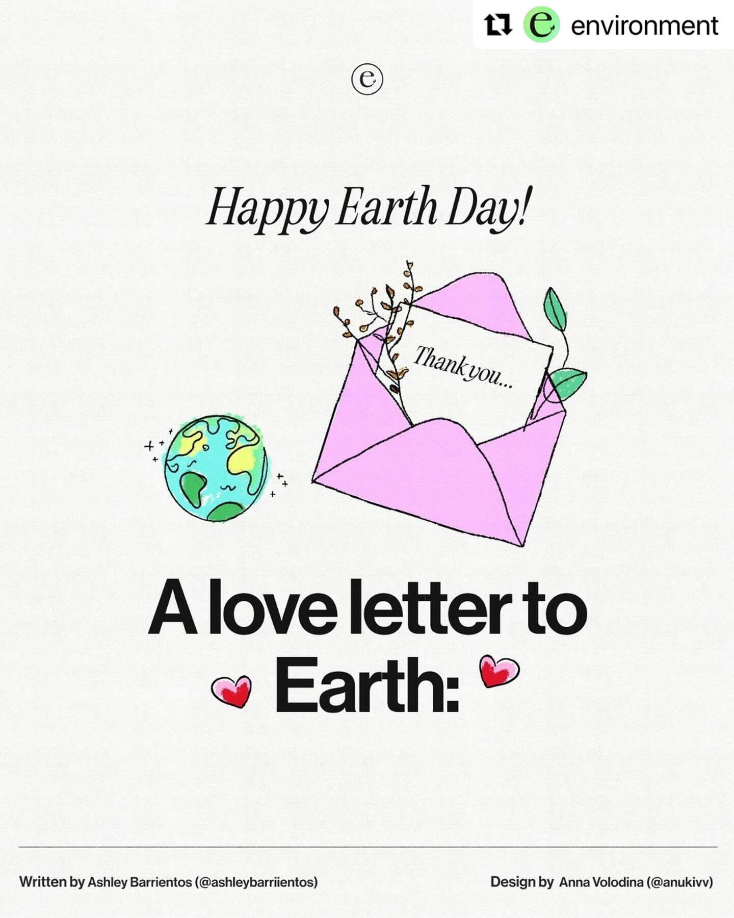 💌🌍🌱📍

#Repost @environment 
・・・
Dear Earth&hellip;. 💌🌍

Are you celebrating Earth Day? Let us know what you&rsquo;re grateful for in the comments!👇

#earthday #earth #mothernature #nature #motherearth #love #grateful #gratitude
