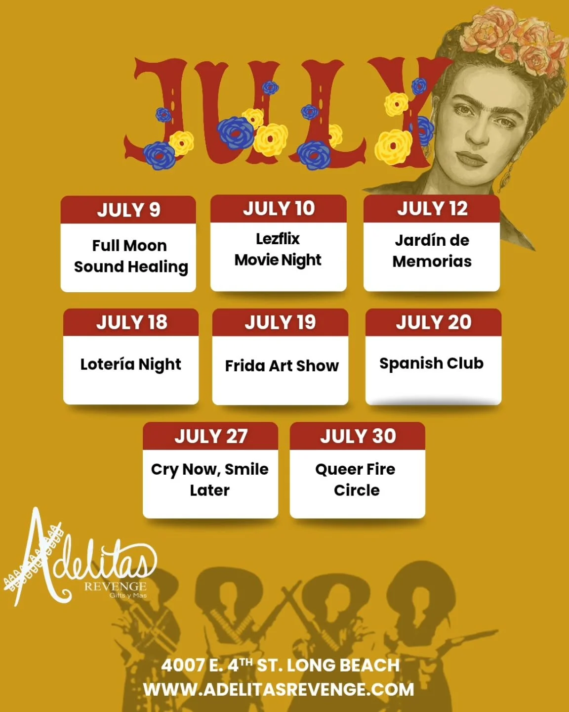 JULY at Adelitas &mdash; Inspired by Frida Kahlo 🏵🌼🌸

This month, we&rsquo;re moving with the spirit of Frida Kahlo , bold, layered, tender, and fierce. 
She showed us how to hold pain in one hand and beauty in the other&hellip; how to make art ou