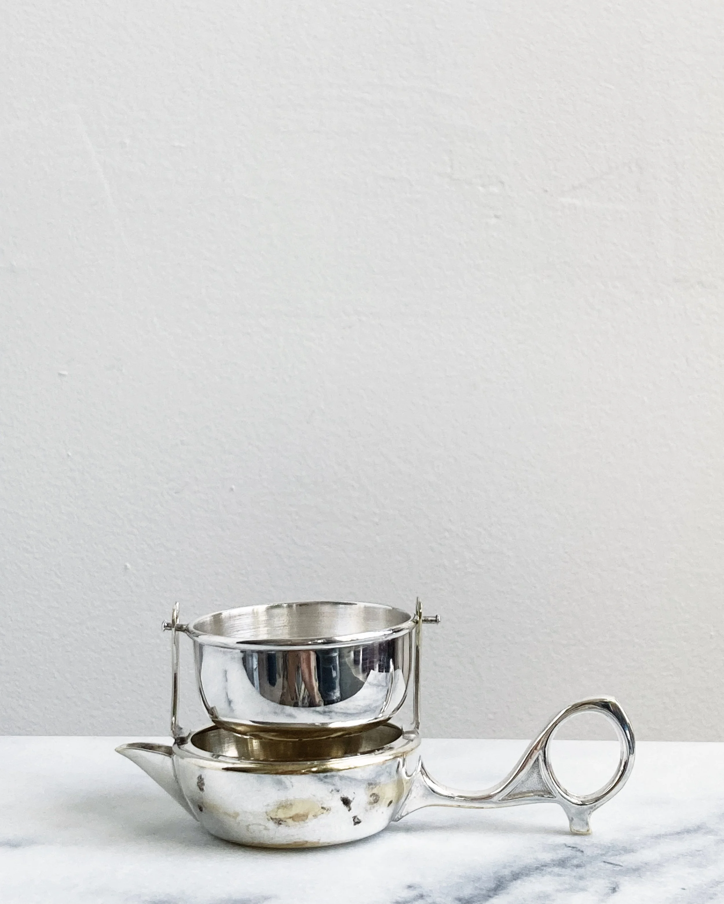 marble & milkweed | vintage tea strainer with swing drip tray 3.JPG