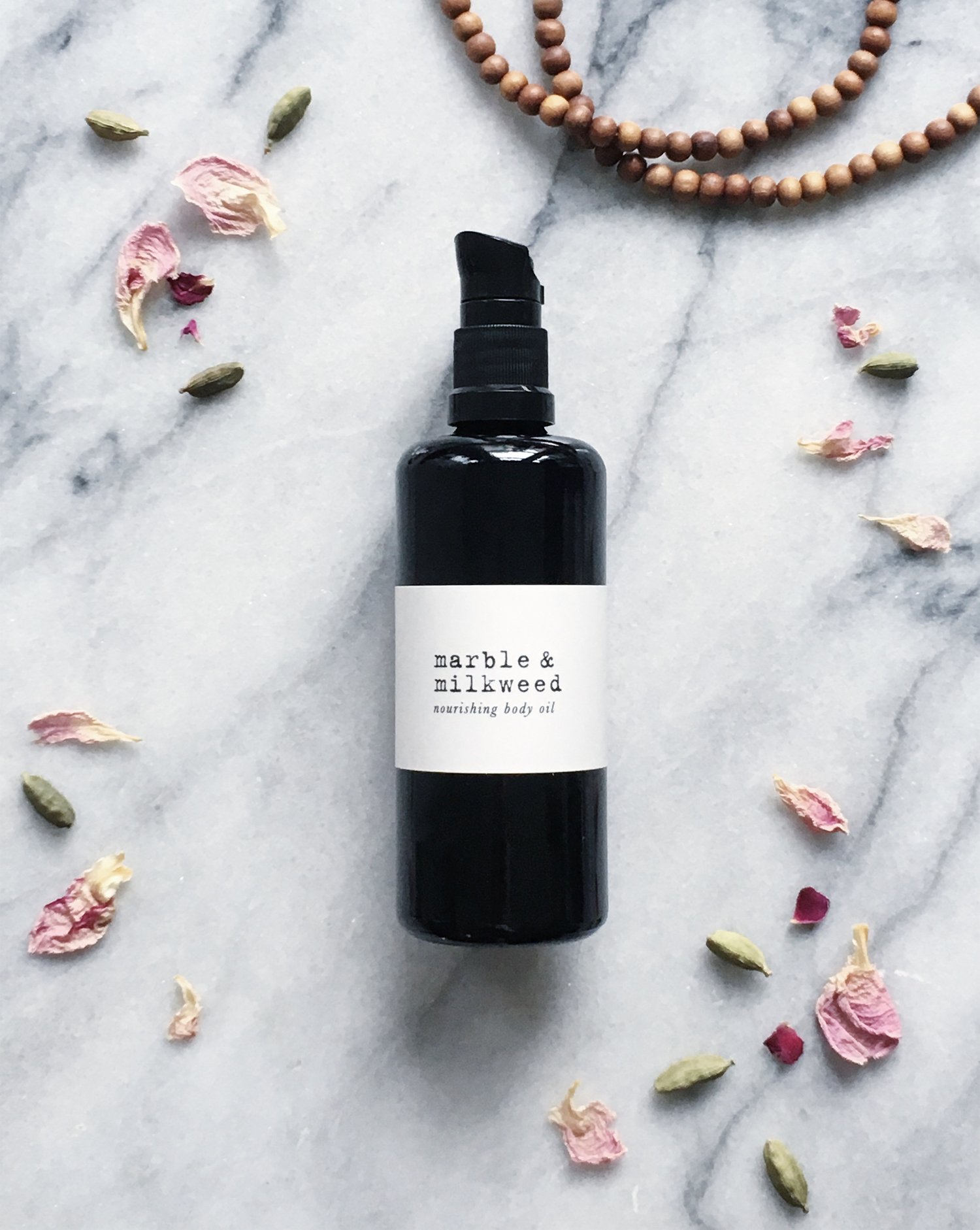 nourishing body oil — marble & milkweed