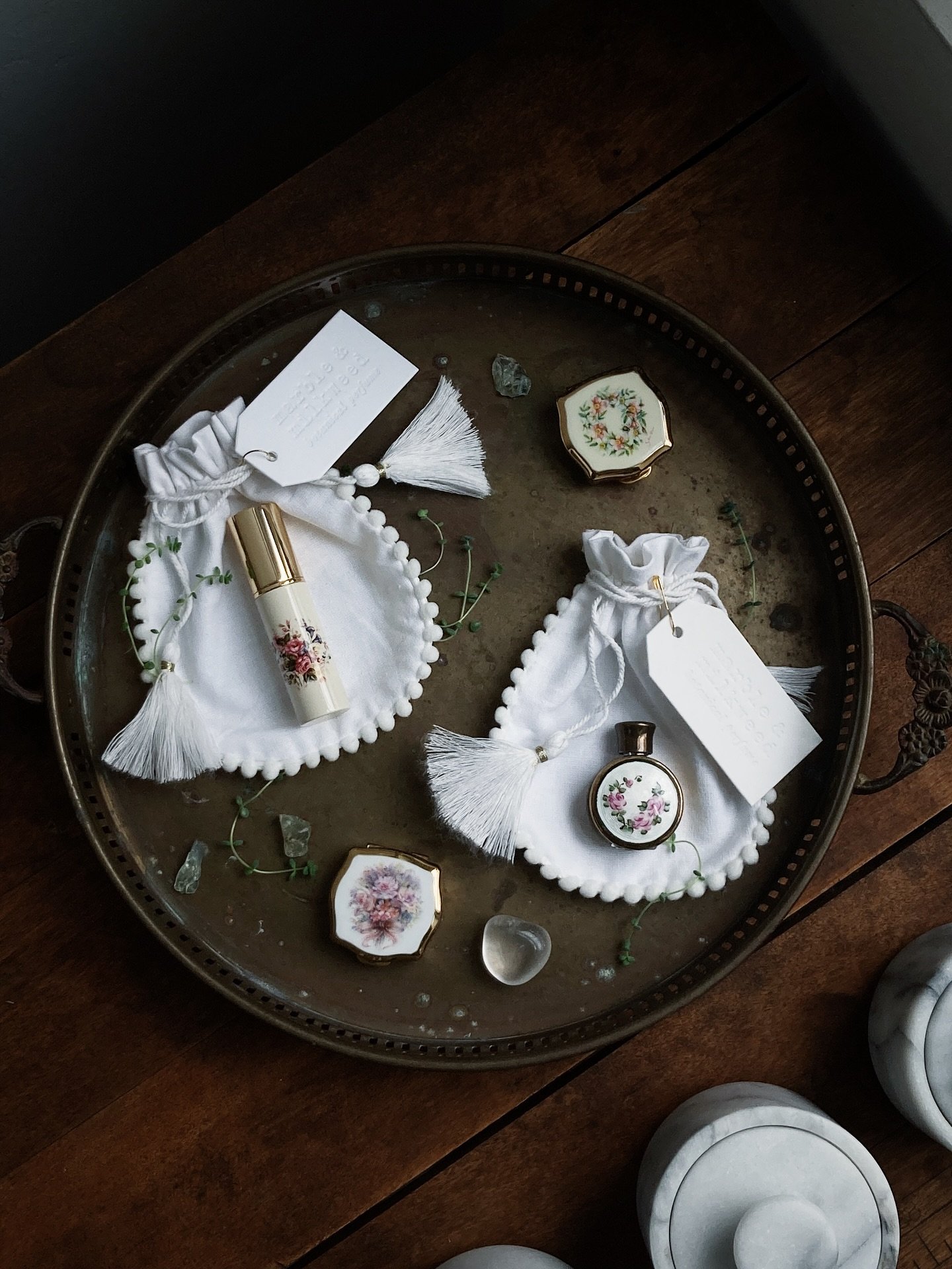 from our current vintage collection, each piece hand-selected and ready to be filled with your choice of botanical perfume. a truly magical gift for yourself or someone you adore 🎀