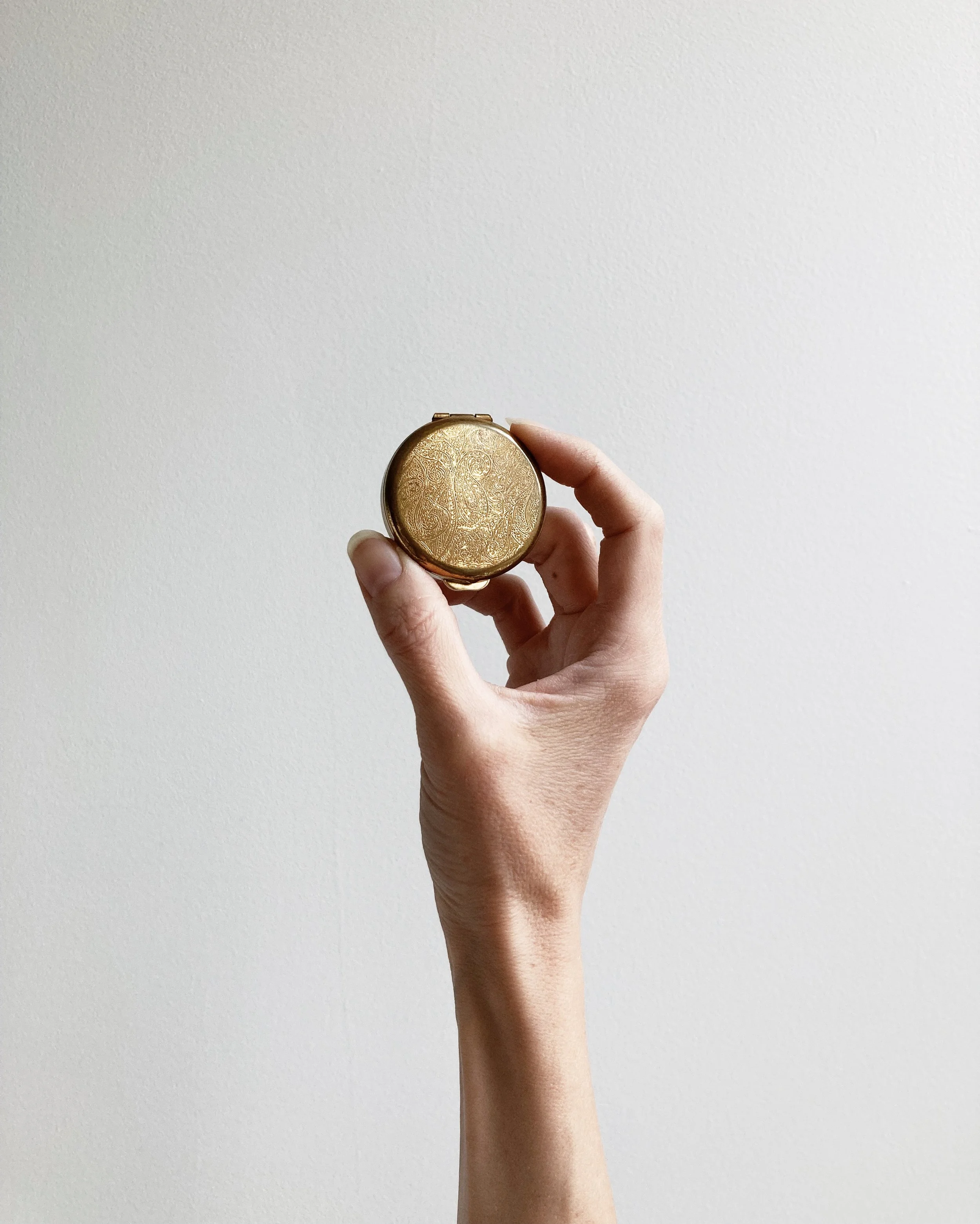 marble & milkweed | vintage solid perfume balm compact - golden paisley 1.JPG