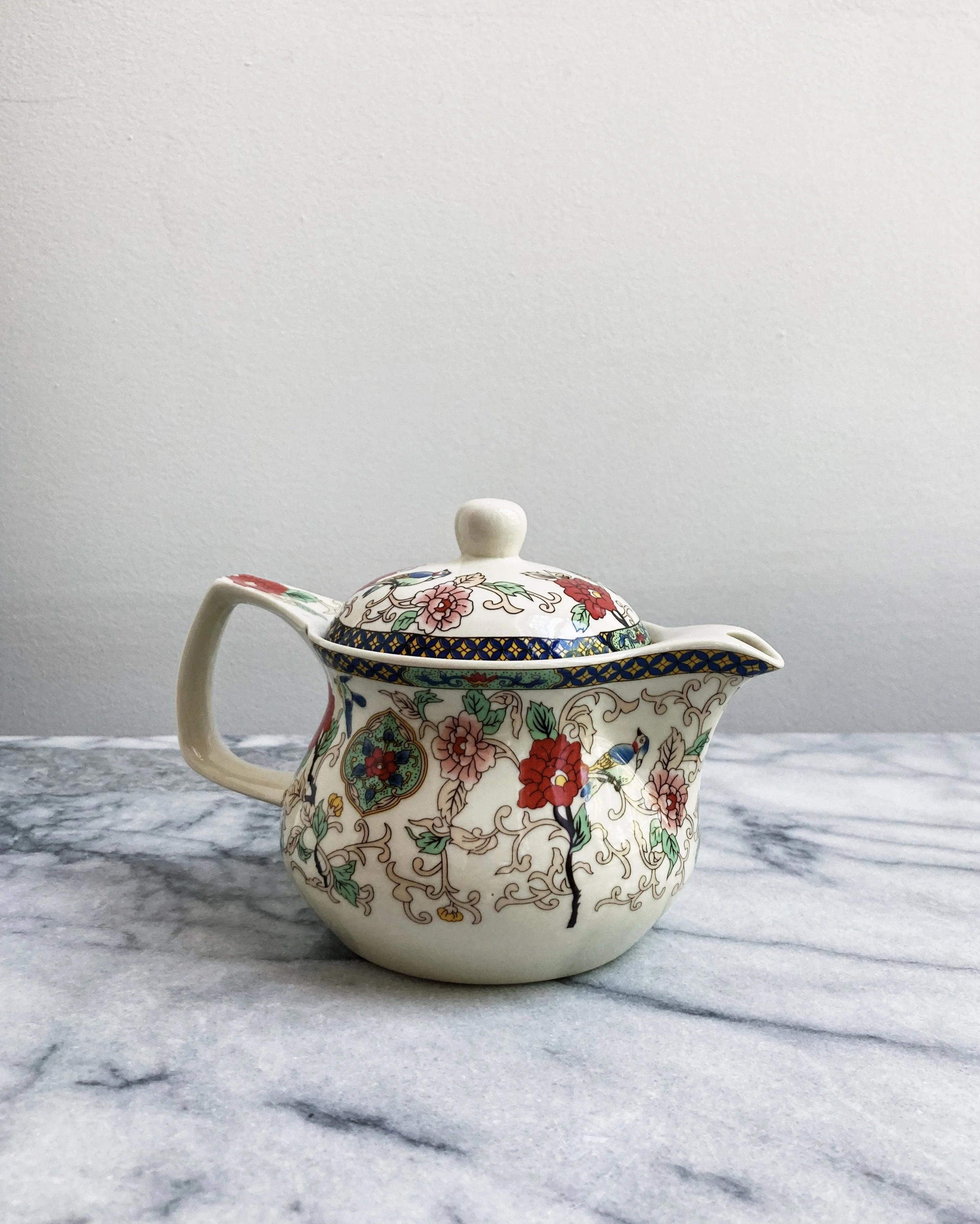 marble & milkweed | vintage ceramic tea set - birds & peonies 4.JPG
