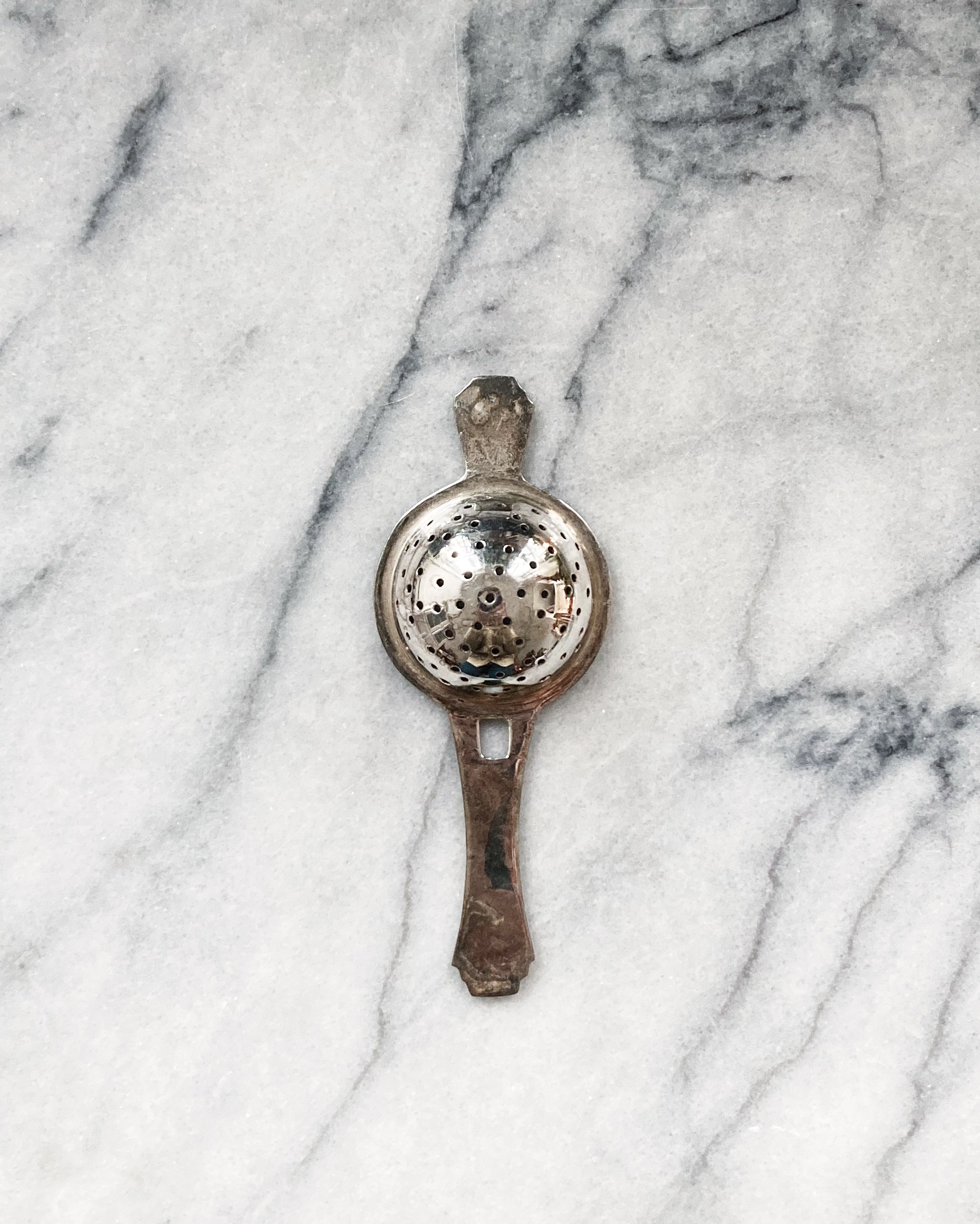 marble & milkweed | vintage heirloom tea strainer - silver plate art deco 6.JPG